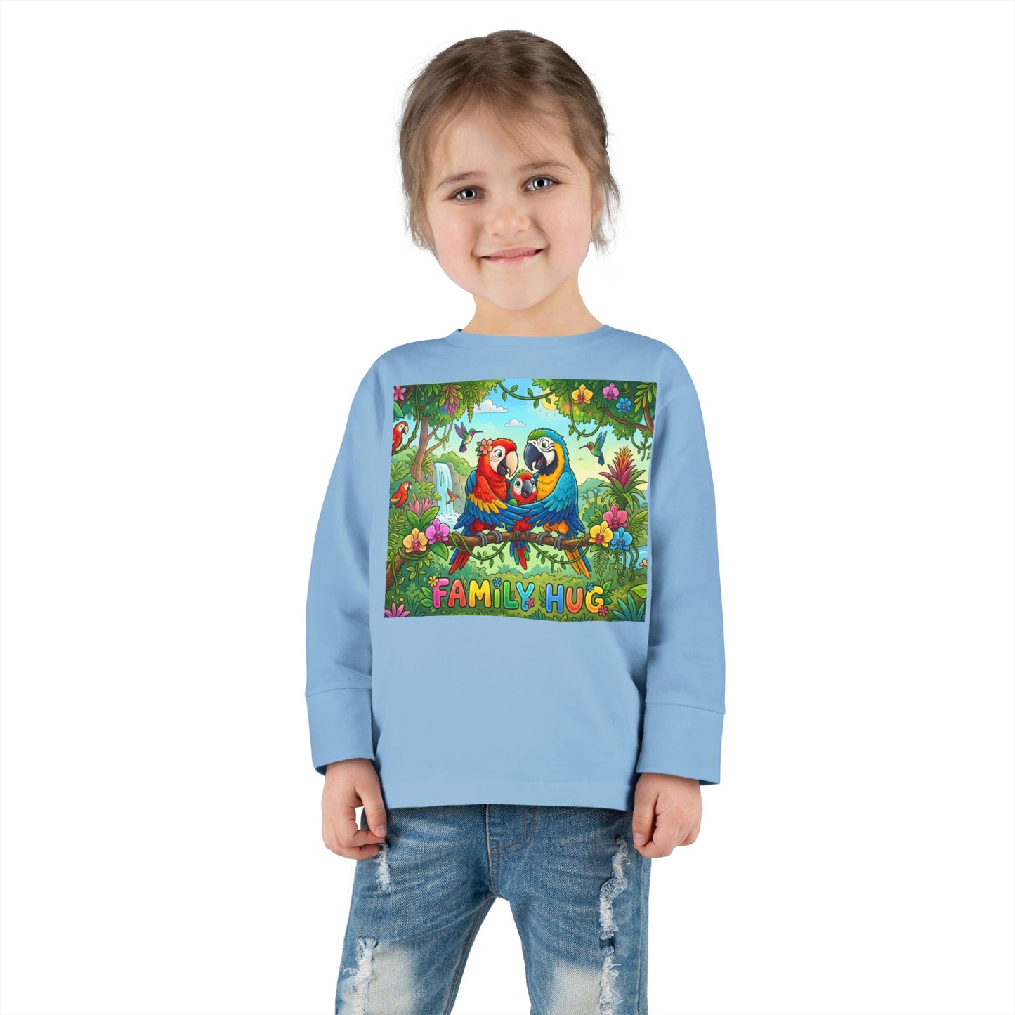 Family Hug Macaw Toddler Long Sleeve Tee