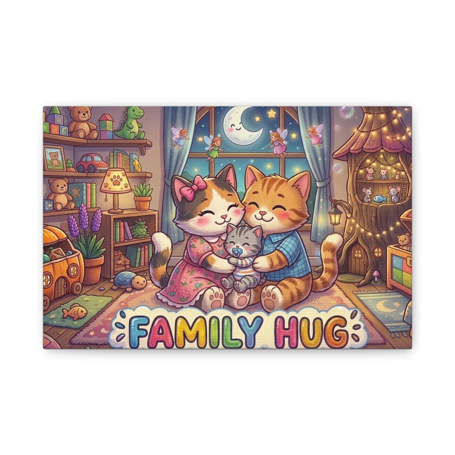 Family Hug Kitten Classic Canvas