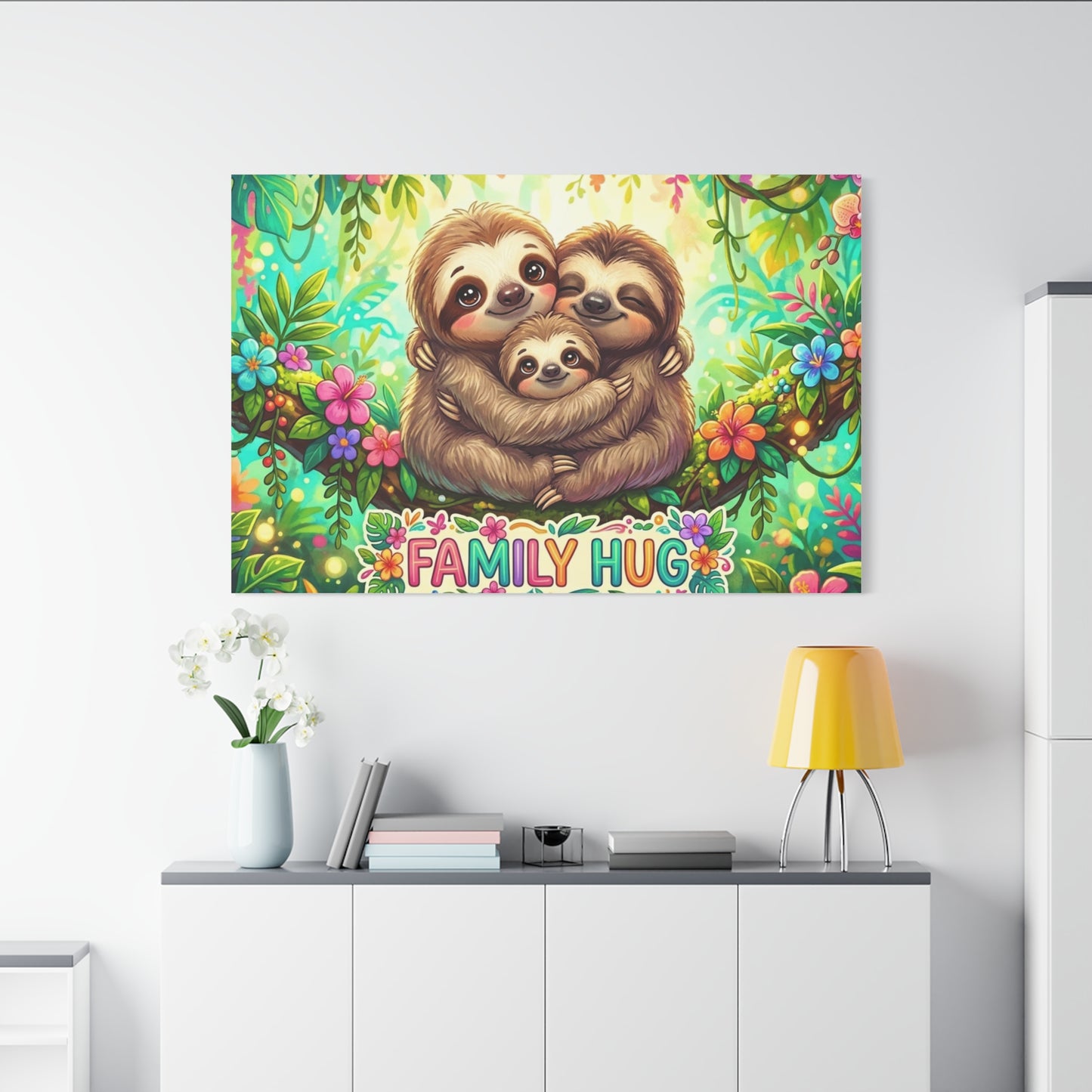 Family Hug Sloth Classic Canvas