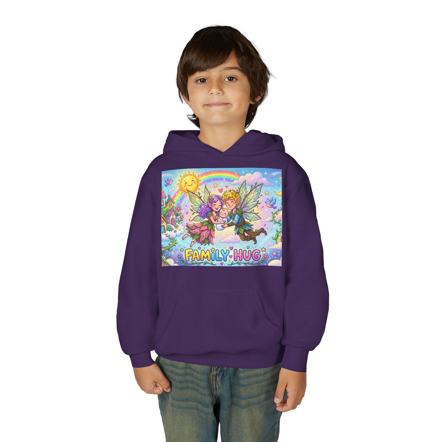 Family Hug Fairy Youth Heavy Blend Hooded Sweatshirt