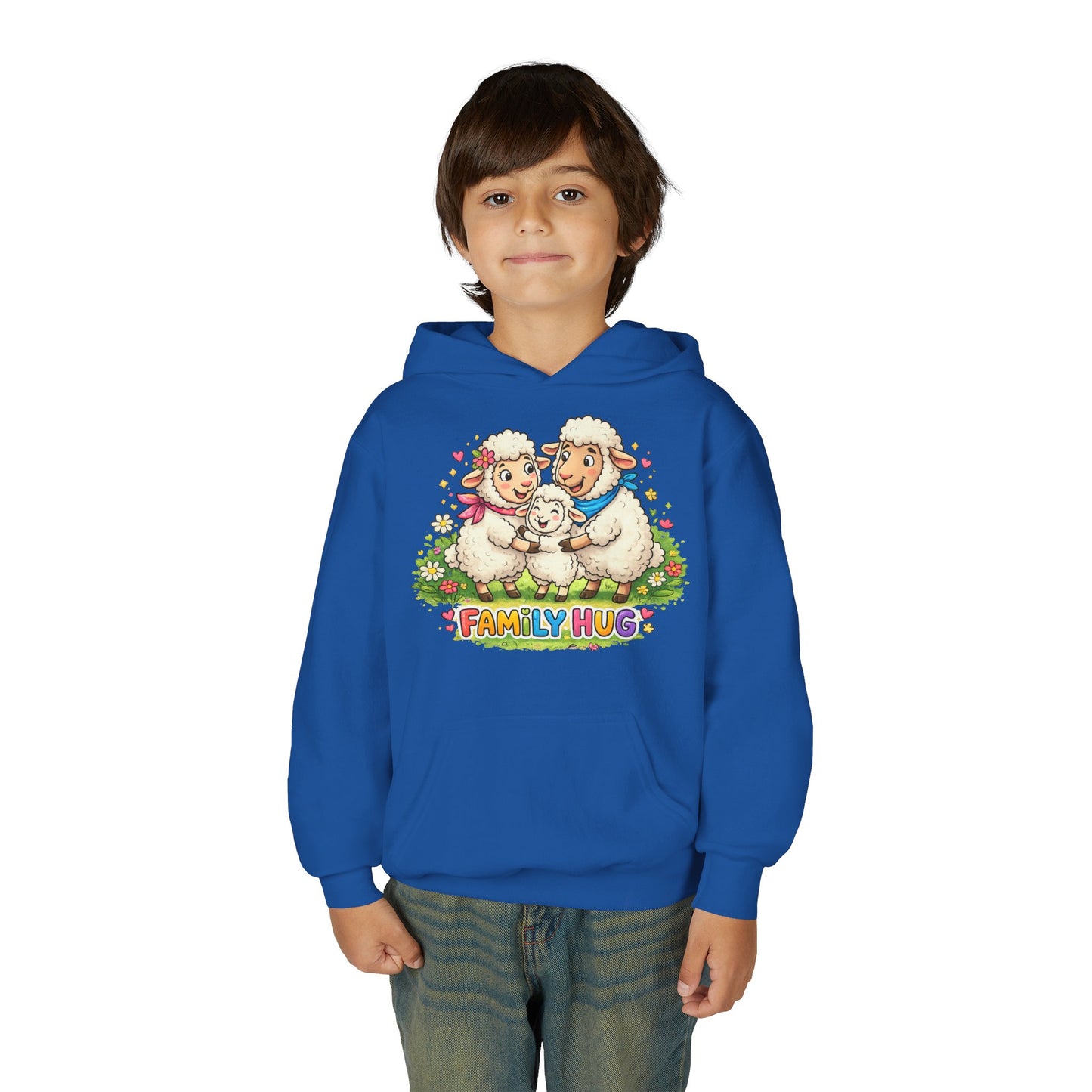 Family Hug Lamb Youth Heavy Blend Hooded Sweatshirt