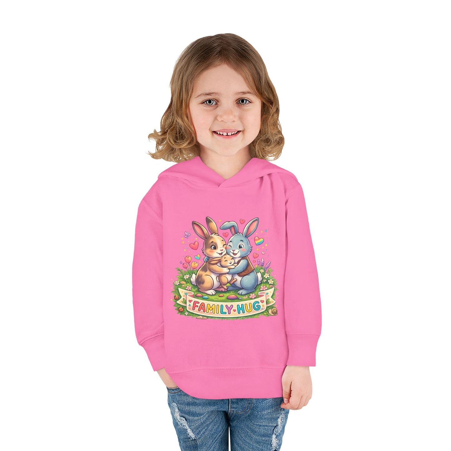 Family Hug Bunny Toddler Pullover Fleece Hoodie