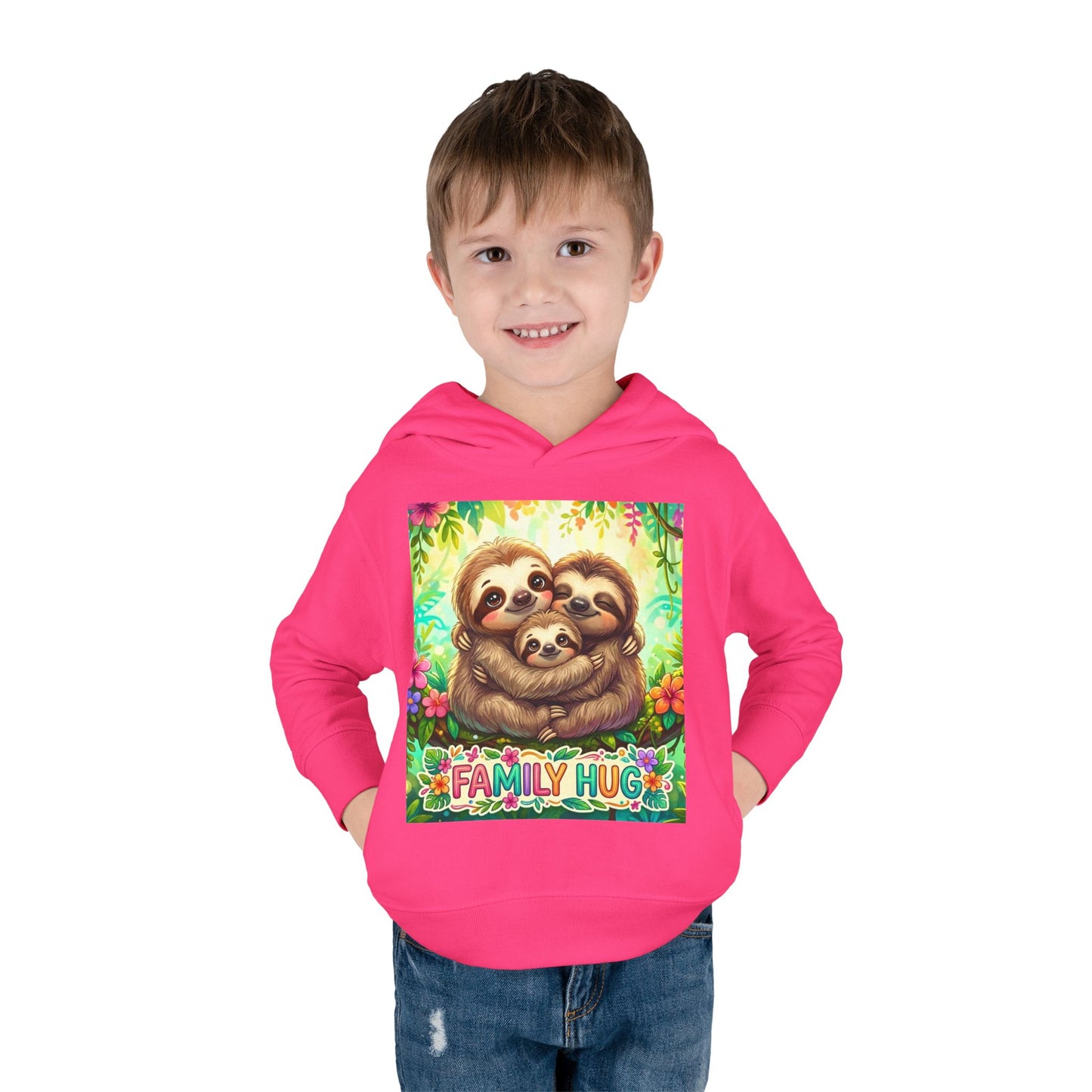 Family Hug Sloth Toddler Pullover Fleece Hoodie