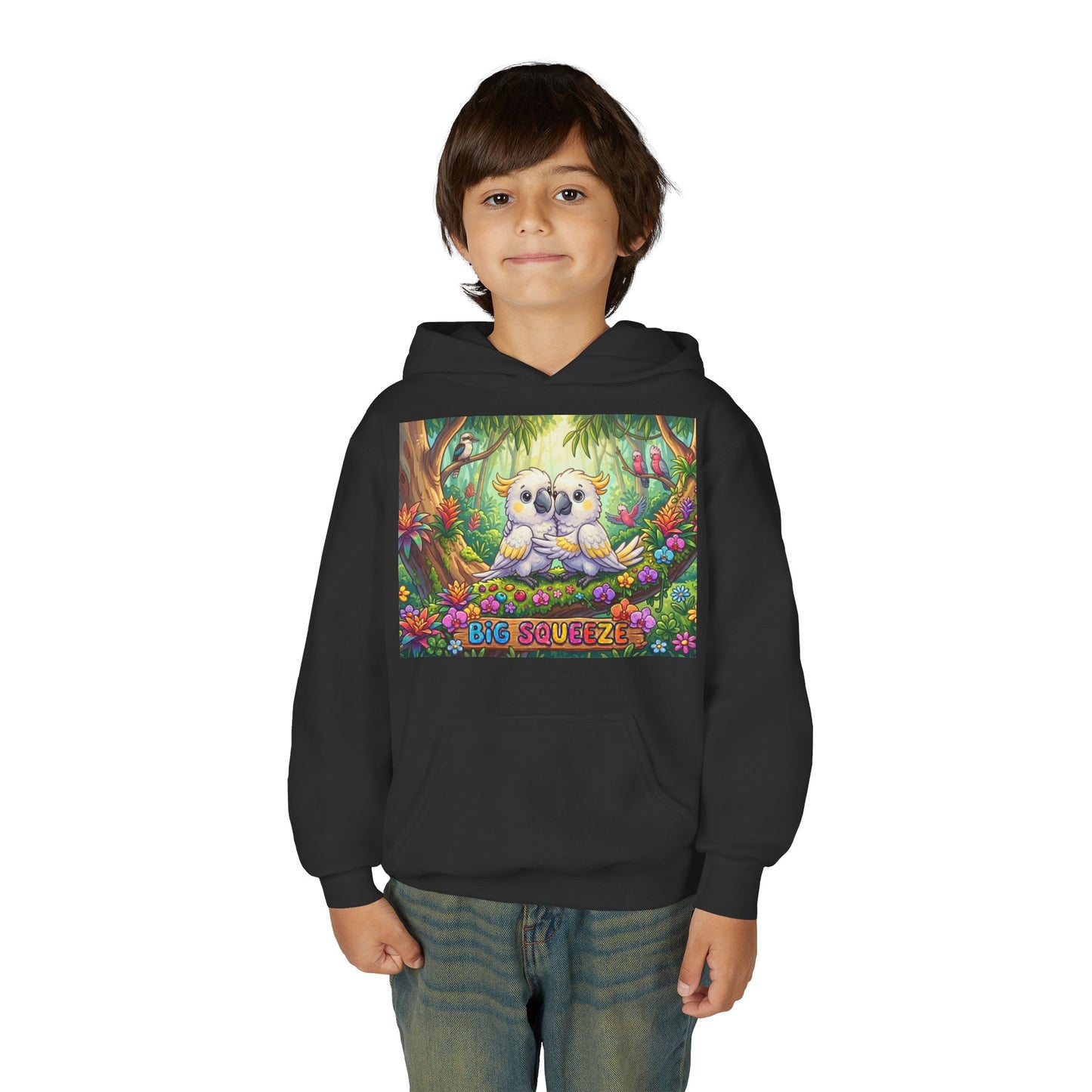 Big Squeeze Cockatoo Youth Heavy Blend Hooded Sweatshirt