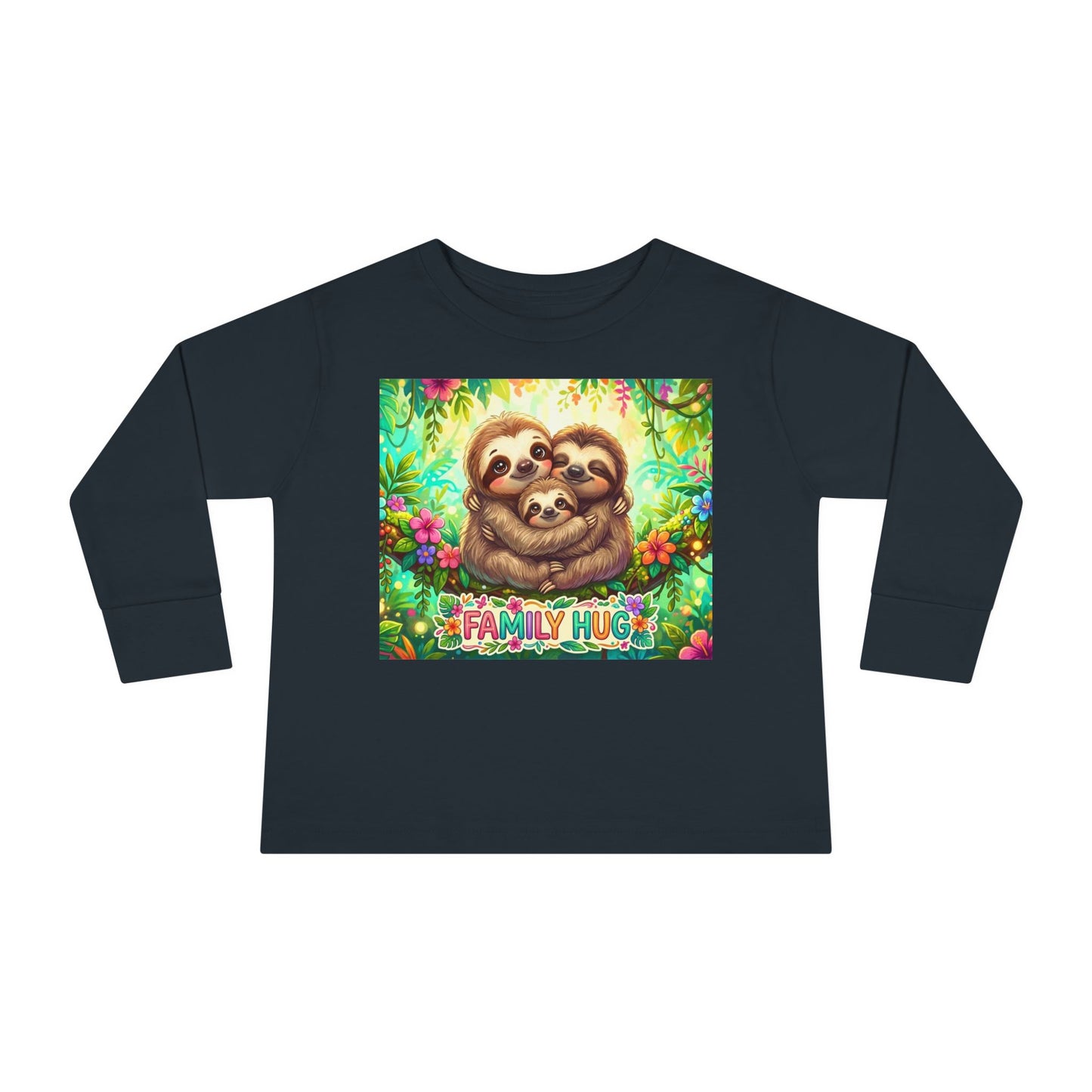 Family Hug Sloth Toddler Long Sleeve Tee