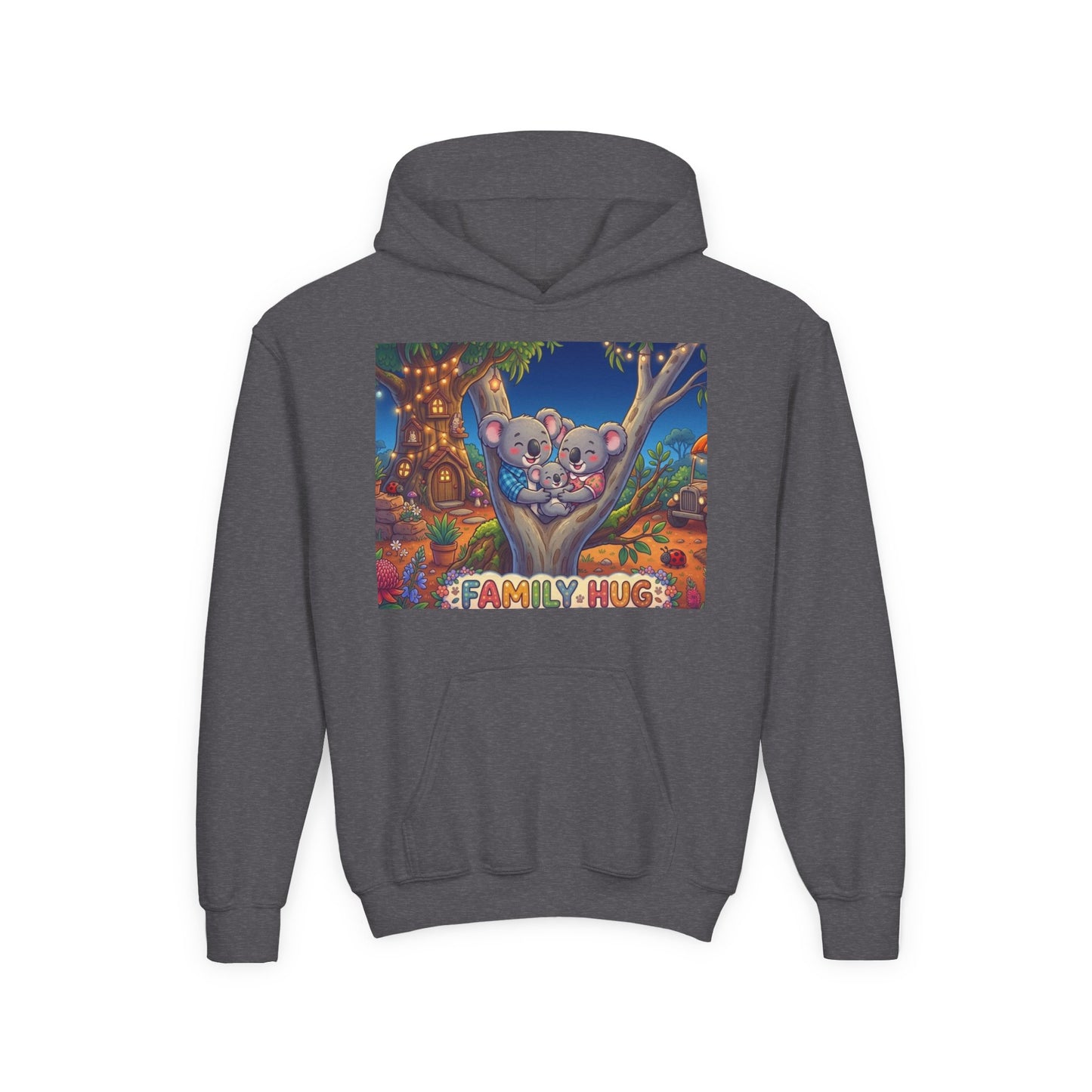 Family Hug Koala Youth Heavy Blend Hooded Sweatshirt