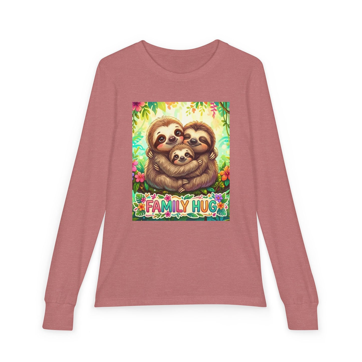 Family Hug Sloth Youth Jersey Long Sleeve Tee