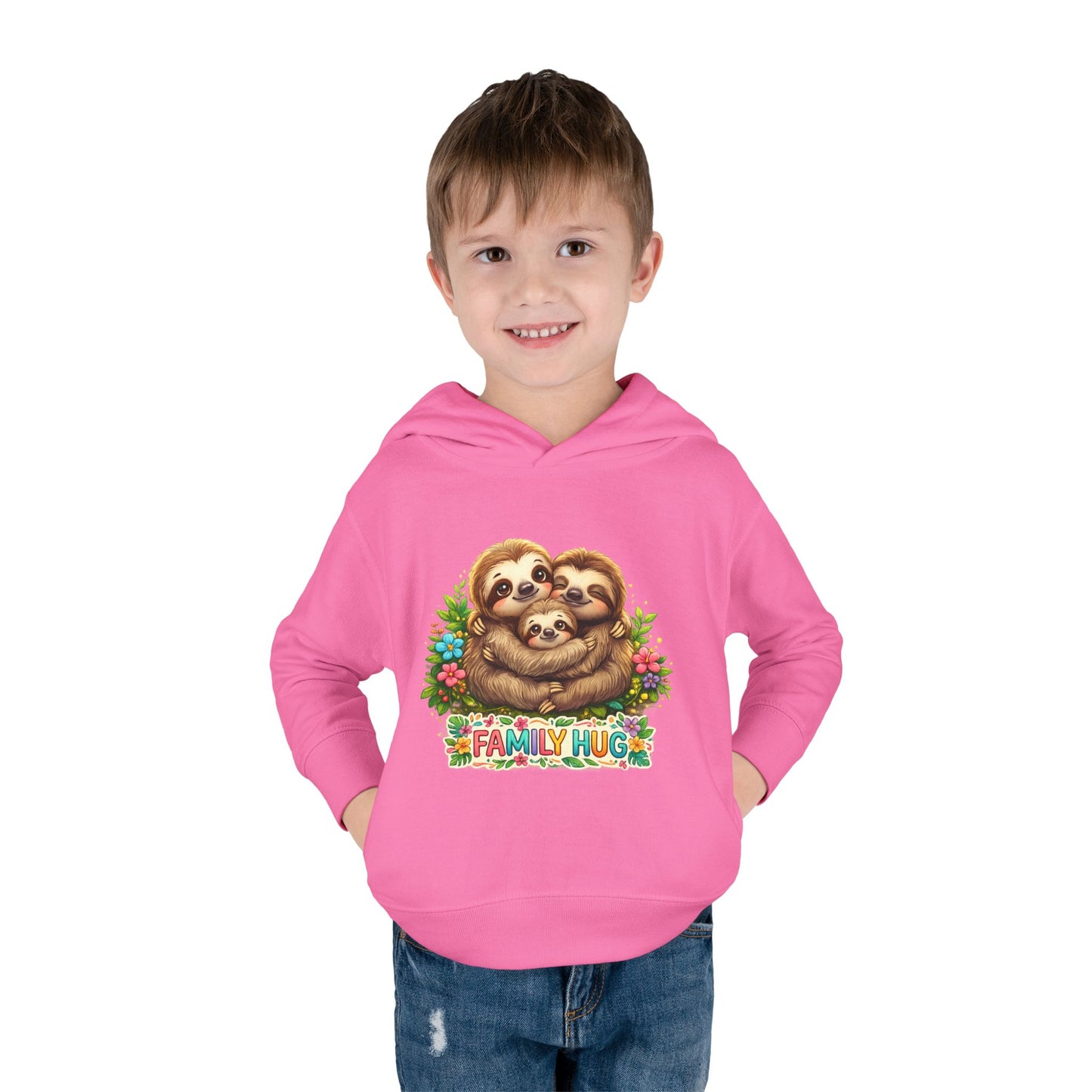 Family Hug Sloth Toddler Pullover Fleece Hoodie