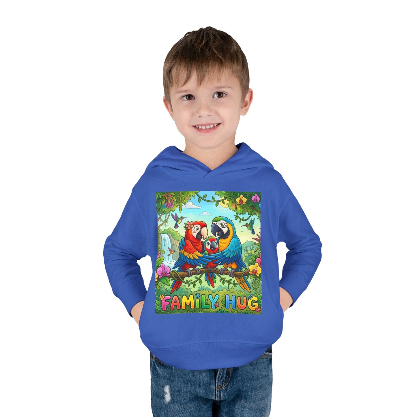 Family Hug Macaw Toddler Pullover Fleece Hoodie