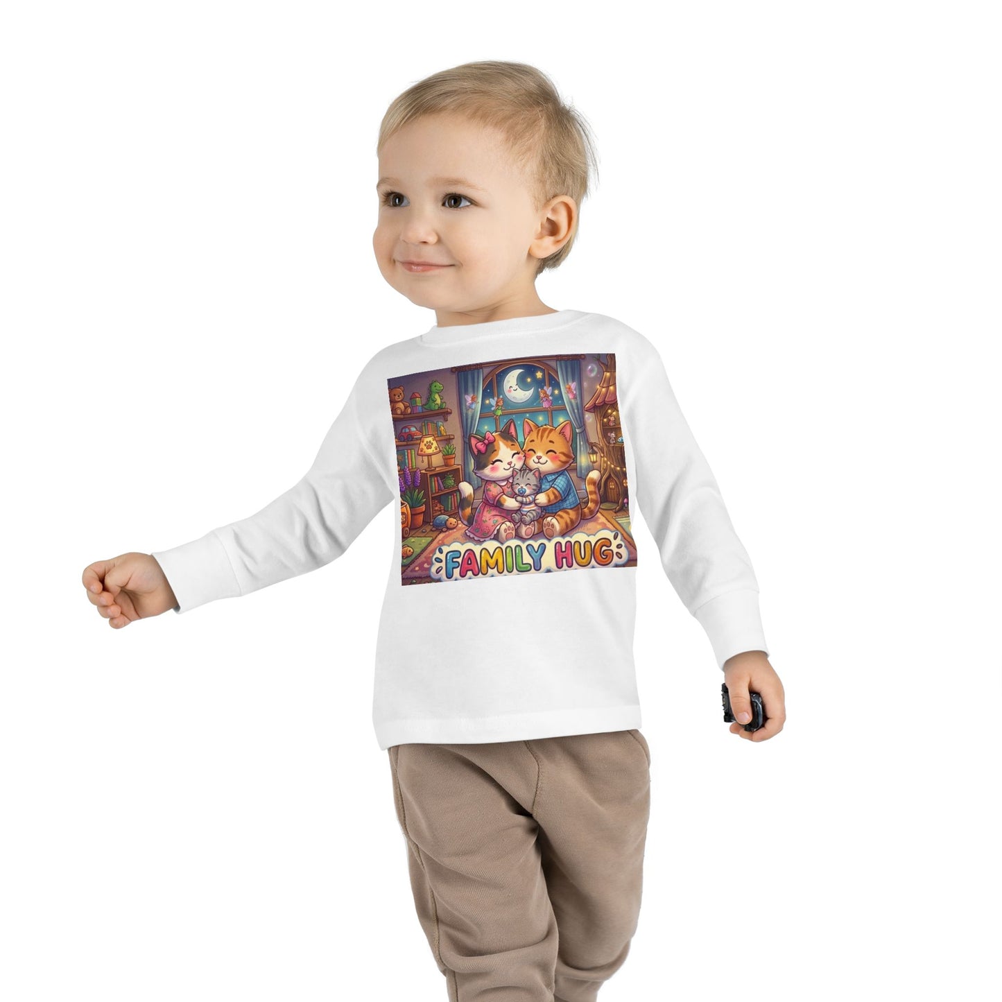 Family Hug Kitten Toddler Long Sleeve Tee