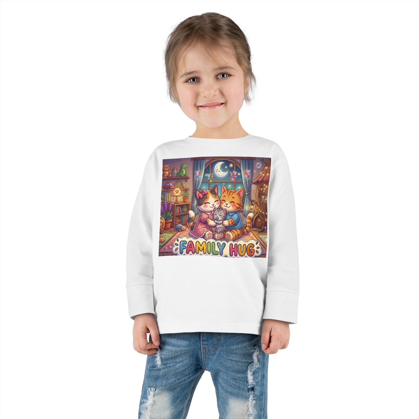 Family Hug Kitten Toddler Long Sleeve Tee