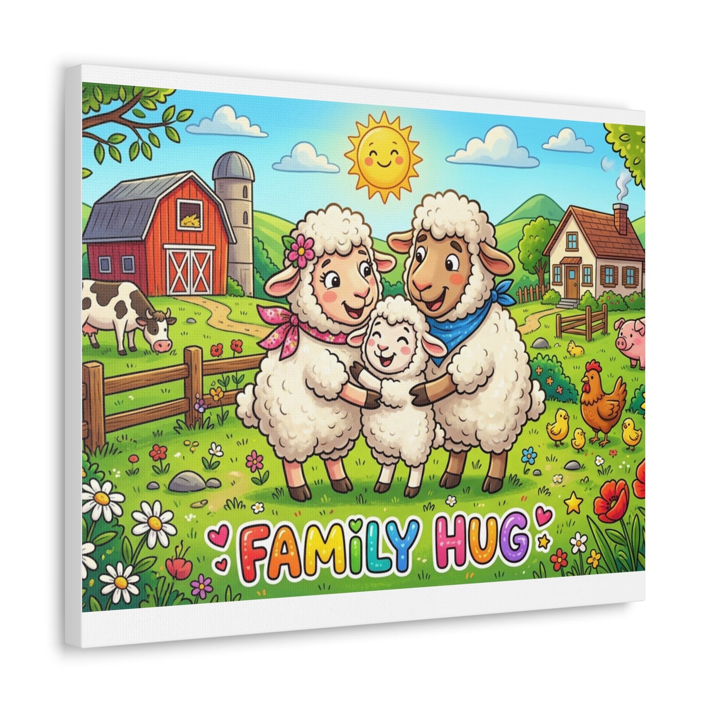 Family Hug Lamb Classic Canvas