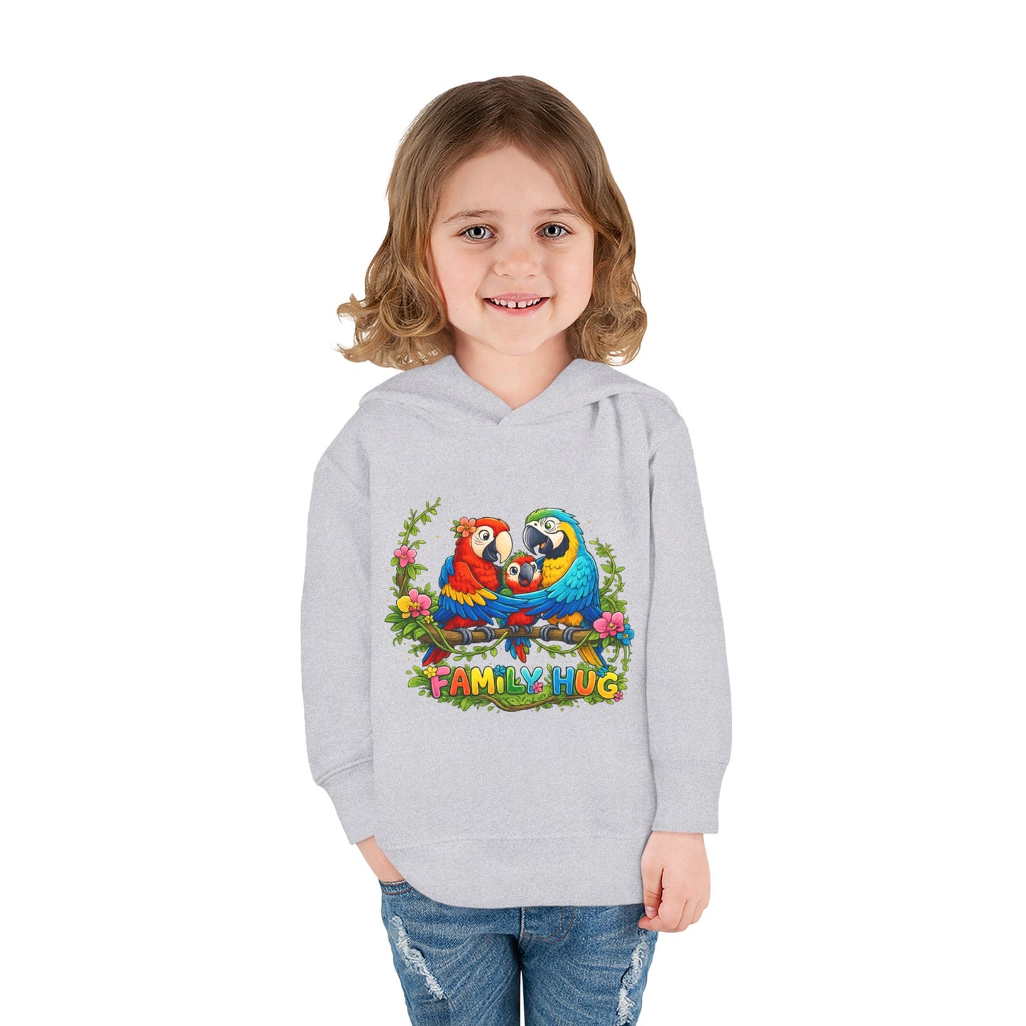 Family Hug Macaw Toddler Pullover Fleece Hoodie