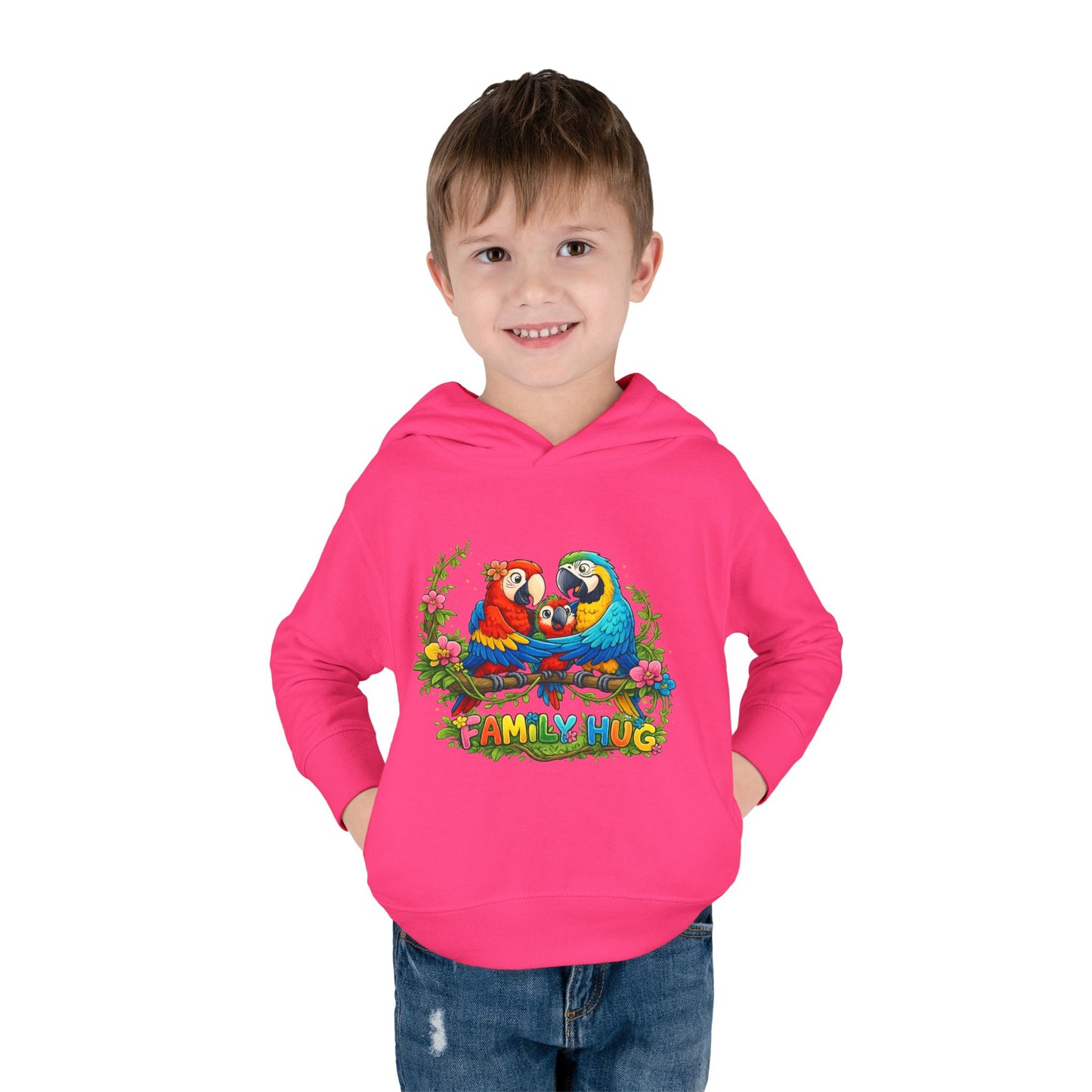 Family Hug Macaw Toddler Pullover Fleece Hoodie