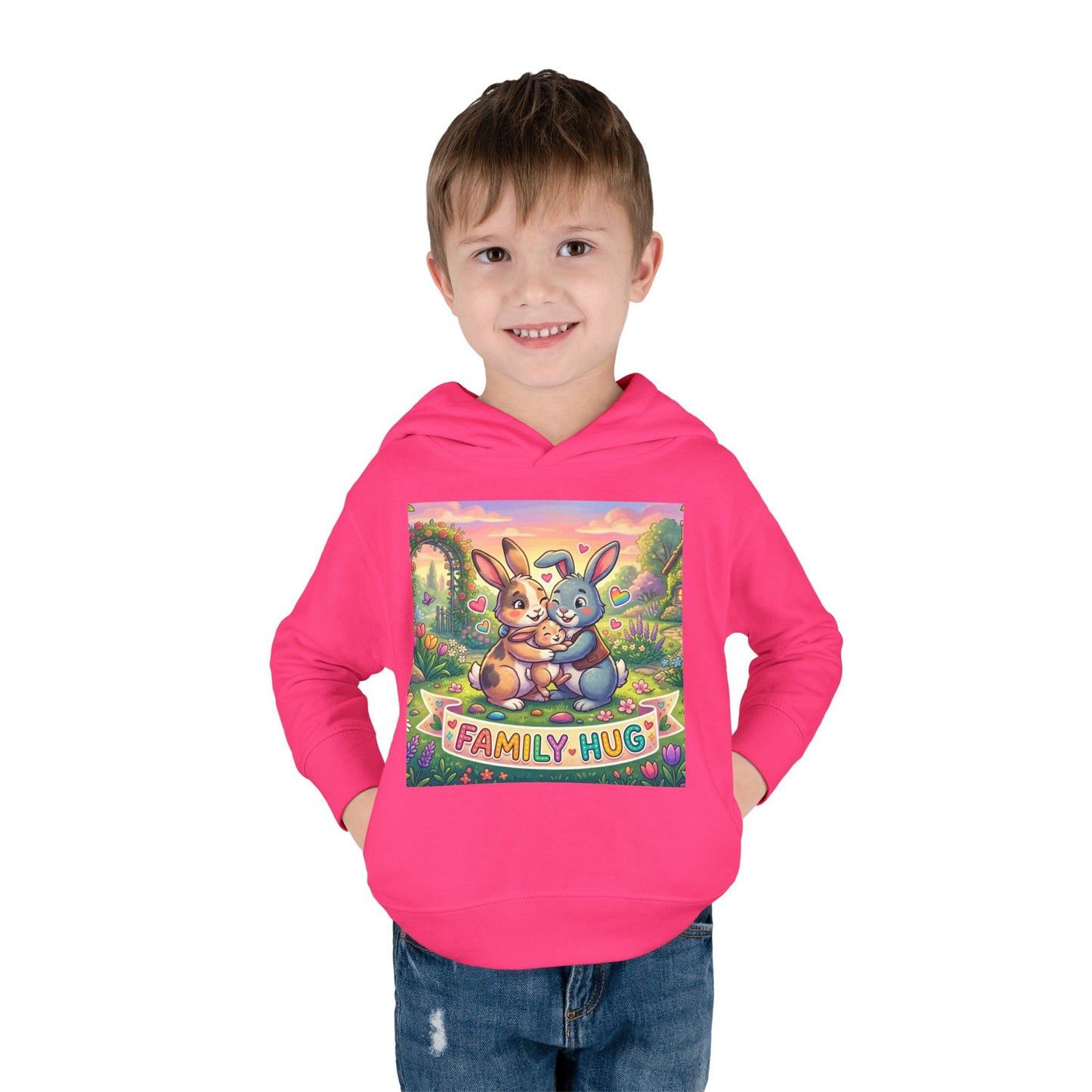 Family Hug Bunny Toddler Pullover Fleece Hoodie