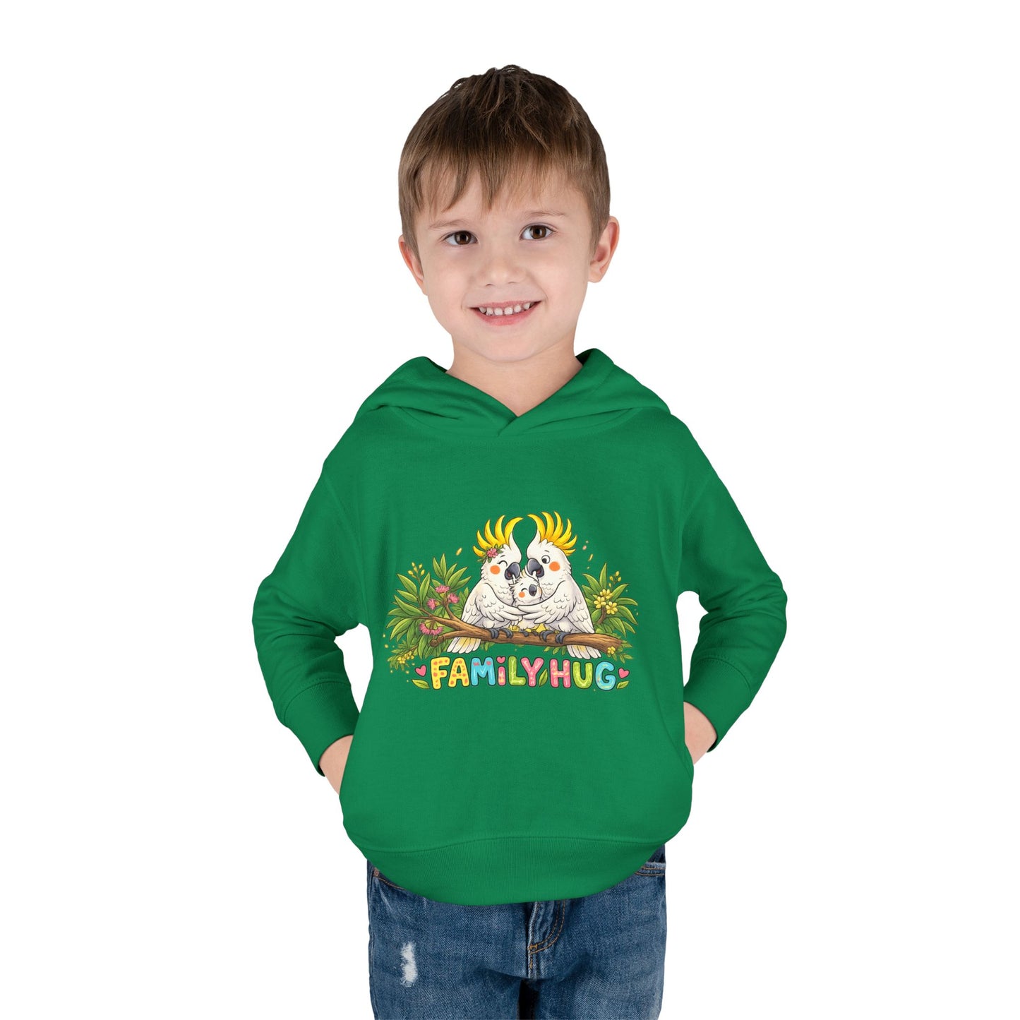 Family Hug Cockatoo Toddler Pullover Fleece Hoodie