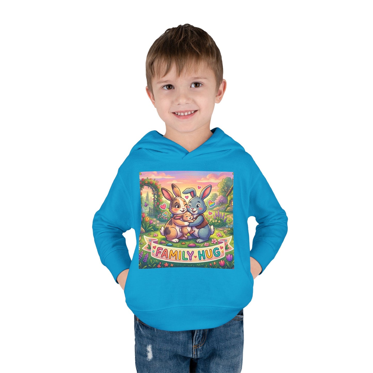 Family Hug Bunny Toddler Pullover Fleece Hoodie