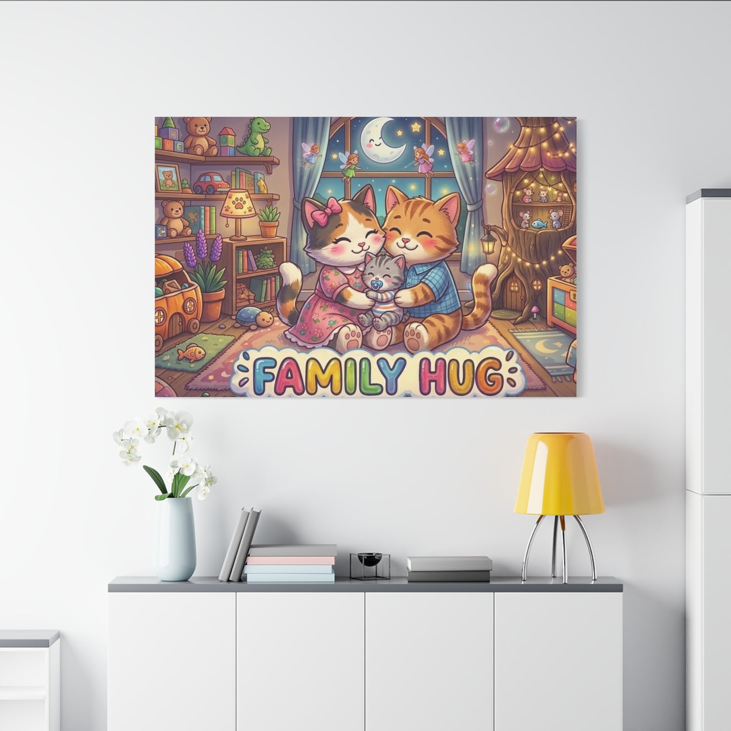 Family Hug Kitten Classic Canvas