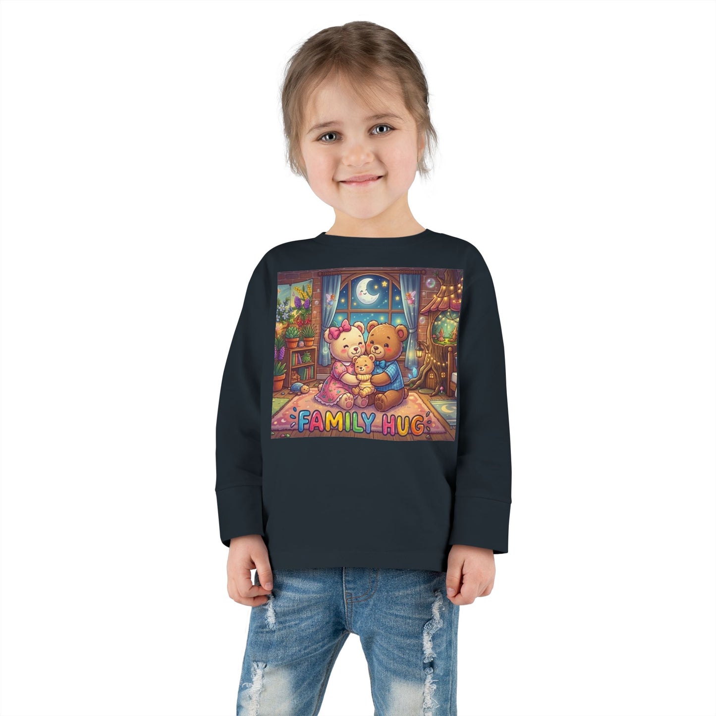 Family Hug Teddy Toddler Long Sleeve Tee