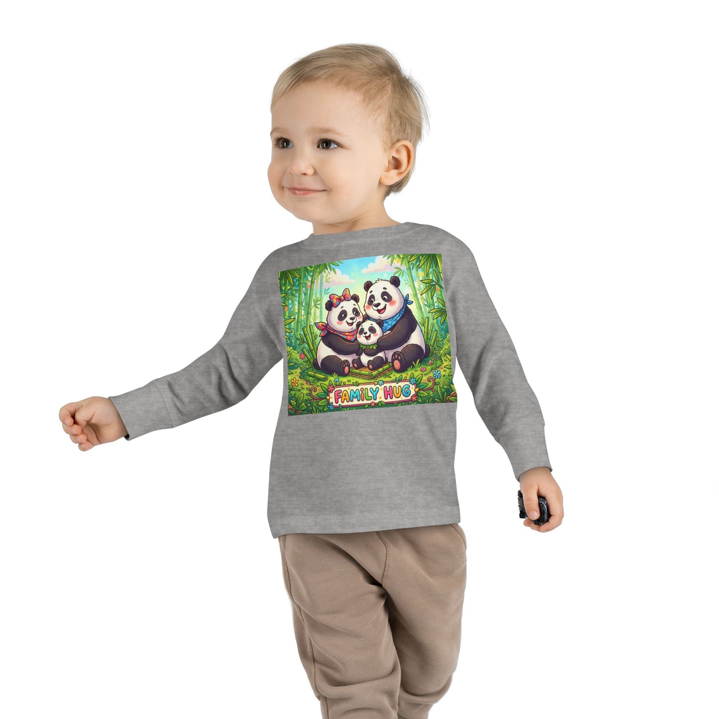 Family Hug Panda Toddler Long Sleeve Tee