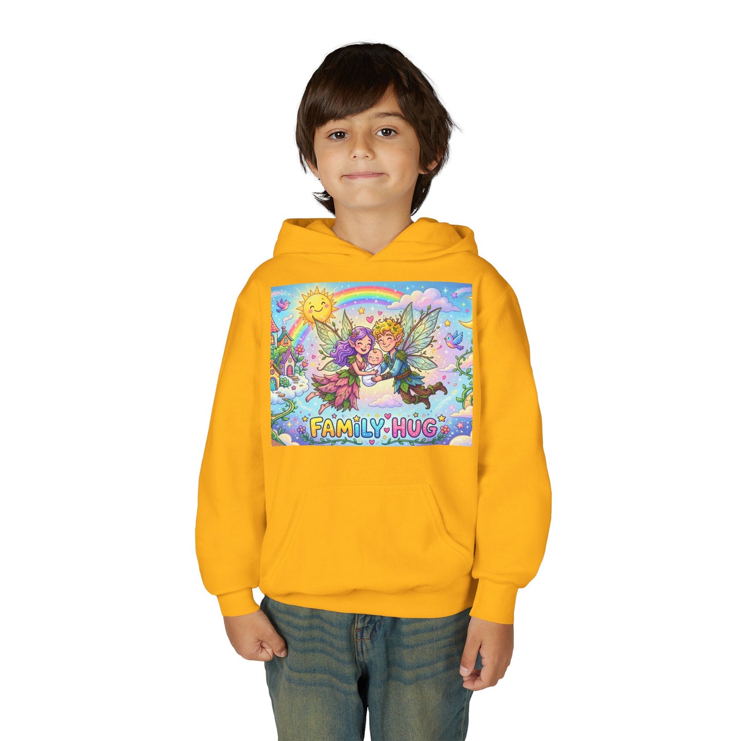 Family Hug Fairy Youth Heavy Blend Hooded Sweatshirt