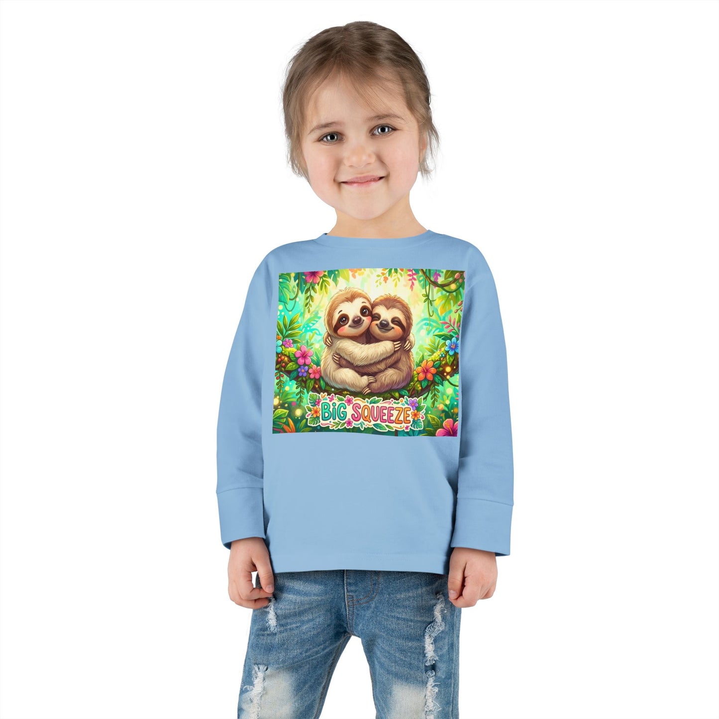 Big Squeeze Sloth Toddler Long Sleeve Tee