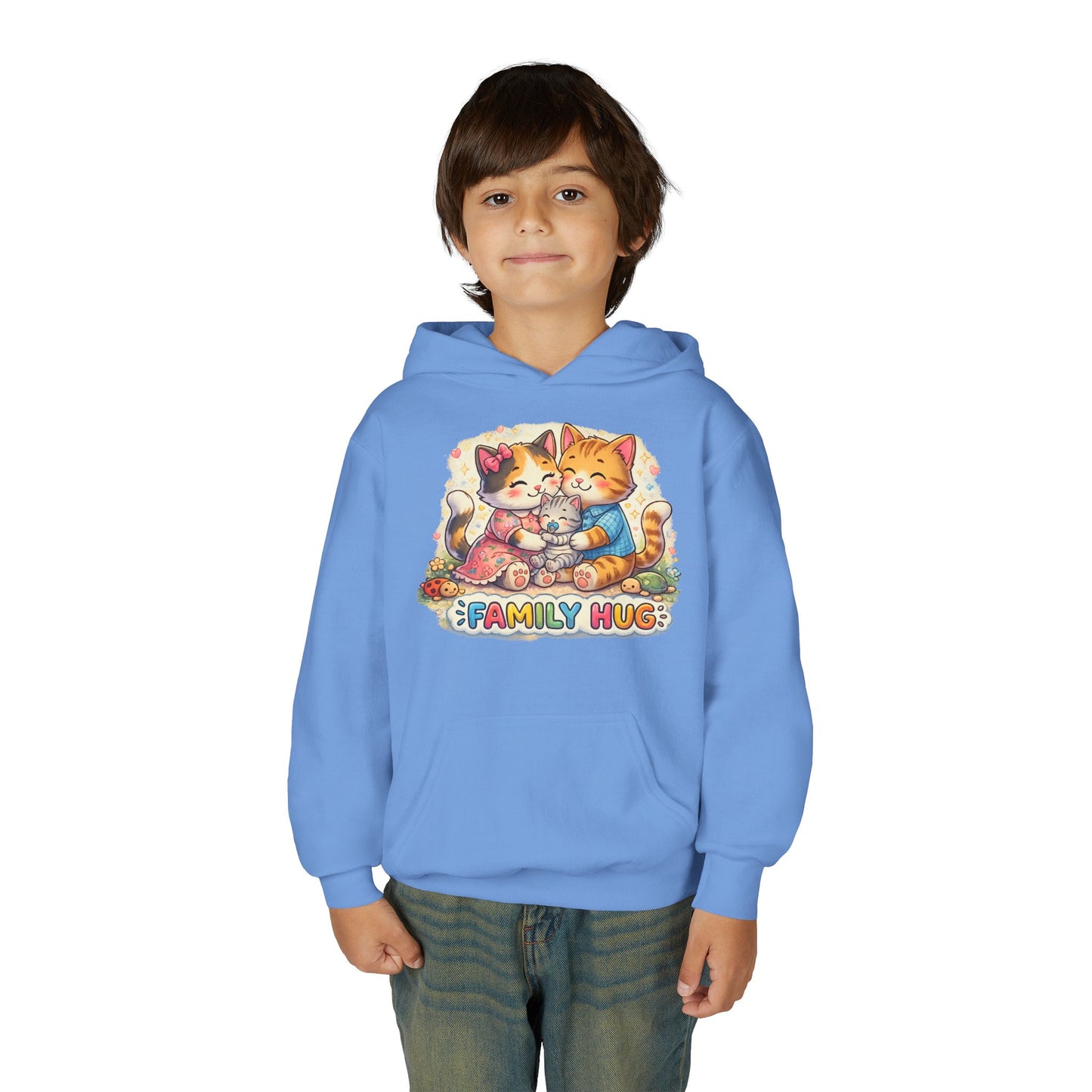 Family Hug Kitten Youth Heavy Blend Hooded Sweatshirt