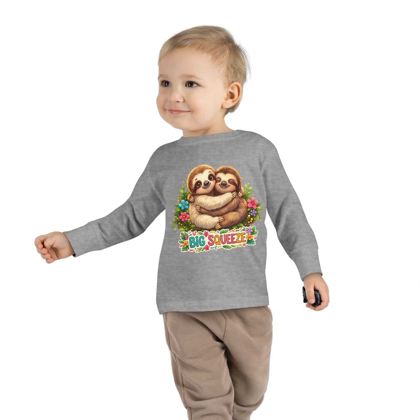 Big Squeeze Sloth Toddler Long Sleeve Tee