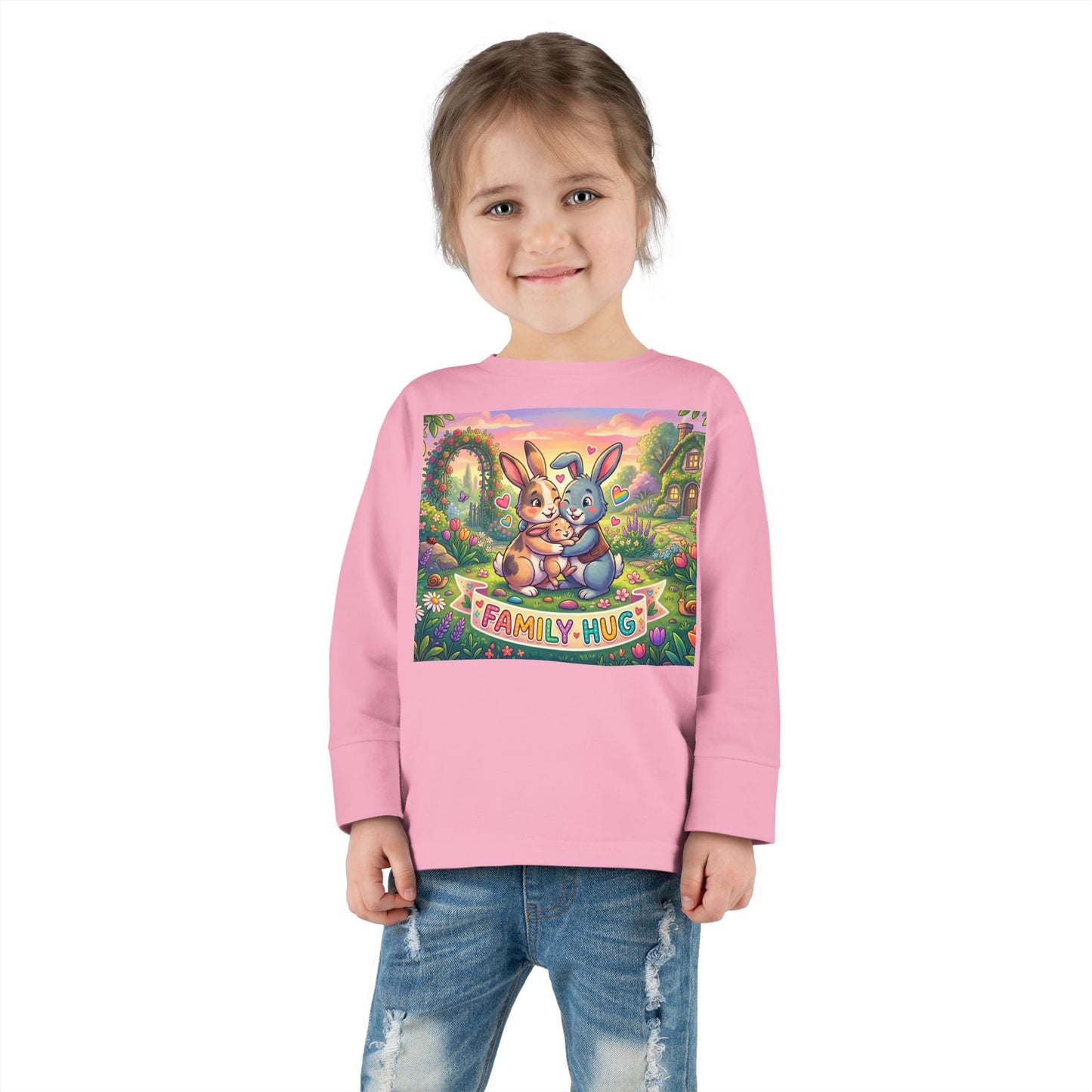 Family Hug Bunny Toddler Long Sleeve Tee
