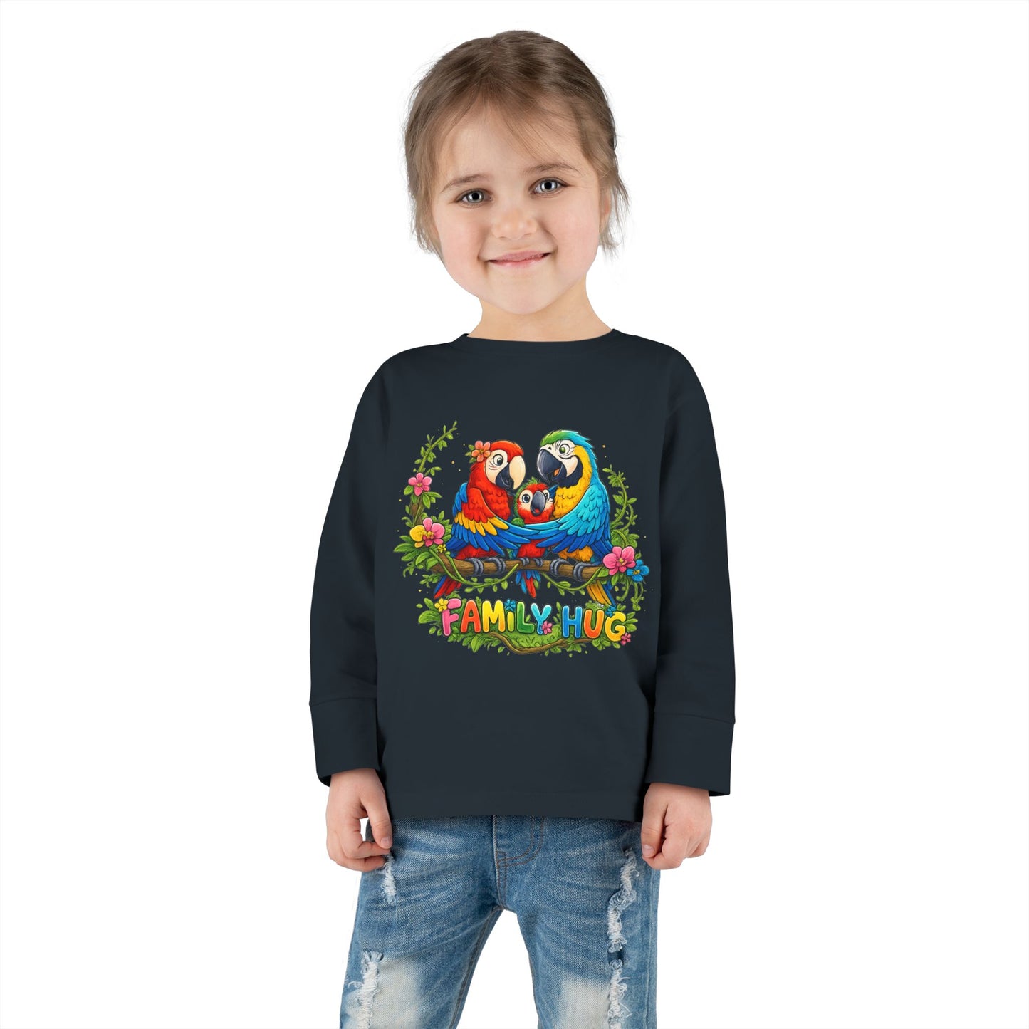 Family Hug Macaw Toddler Long Sleeve Tee