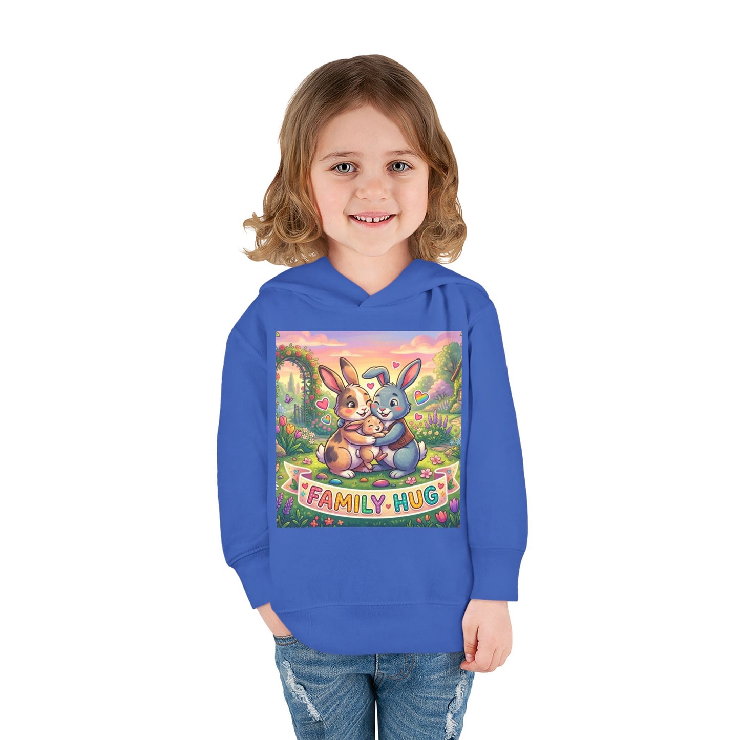Family Hug Bunny Toddler Pullover Fleece Hoodie