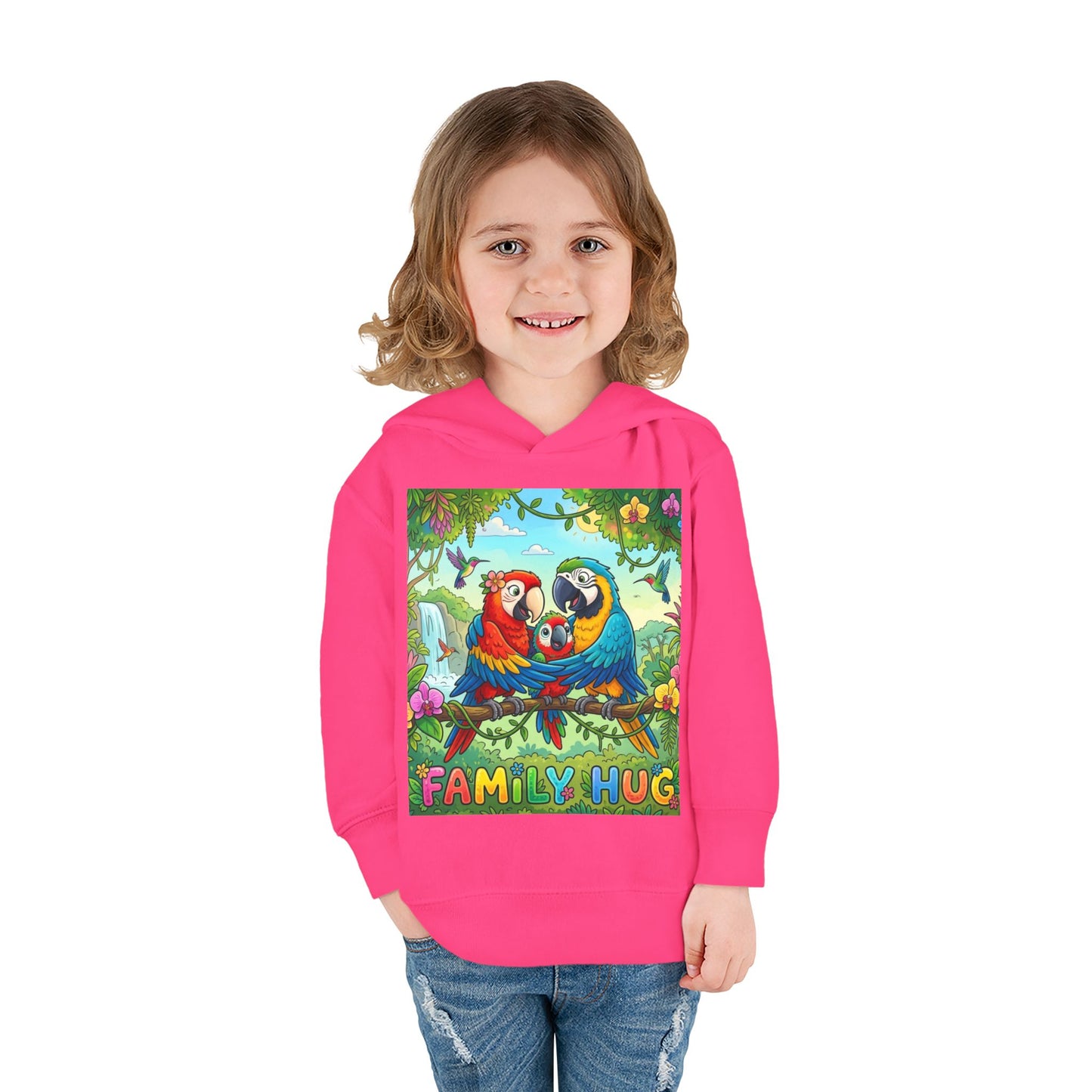 Family Hug Macaw Toddler Pullover Fleece Hoodie