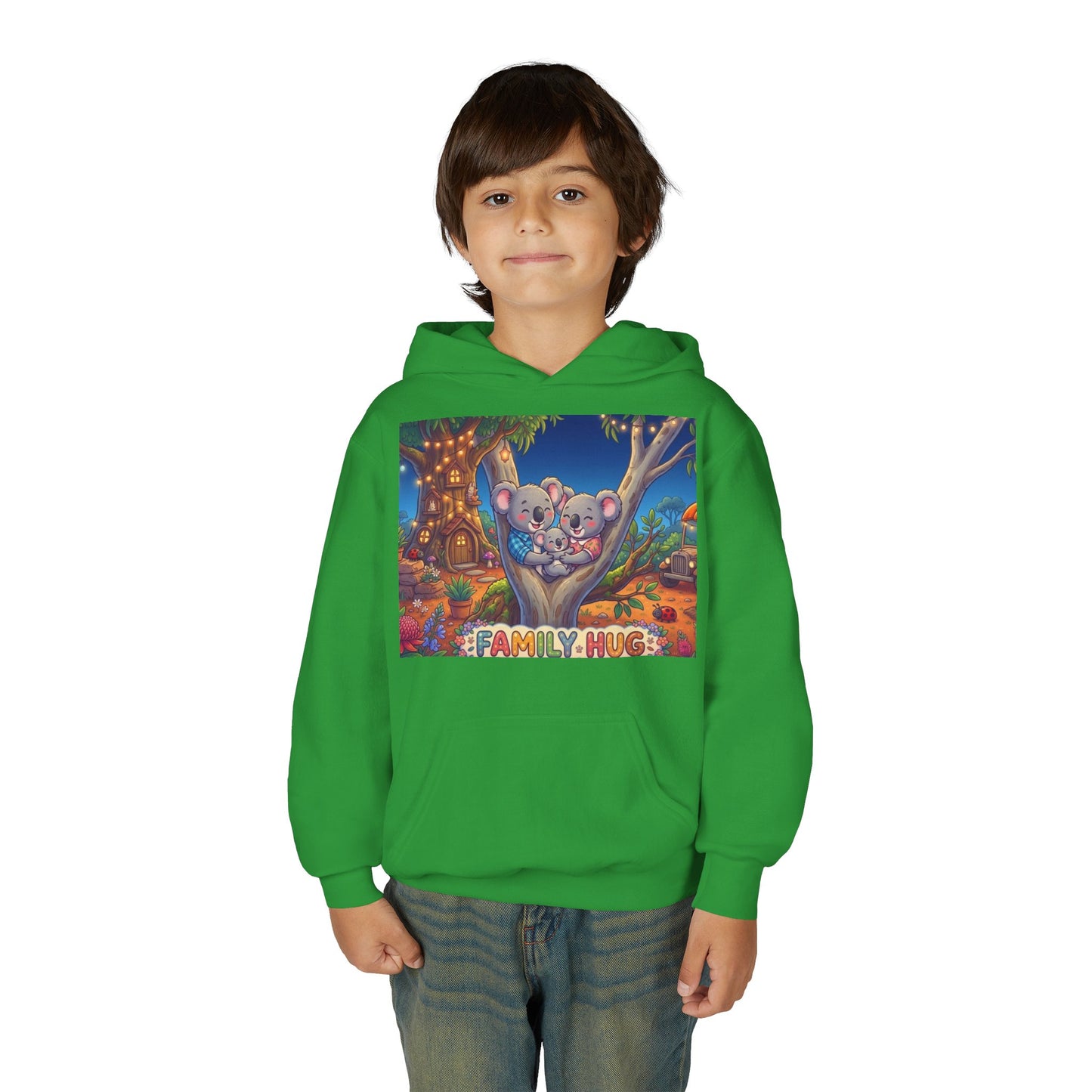 Family Hug Koala Youth Heavy Blend Hooded Sweatshirt