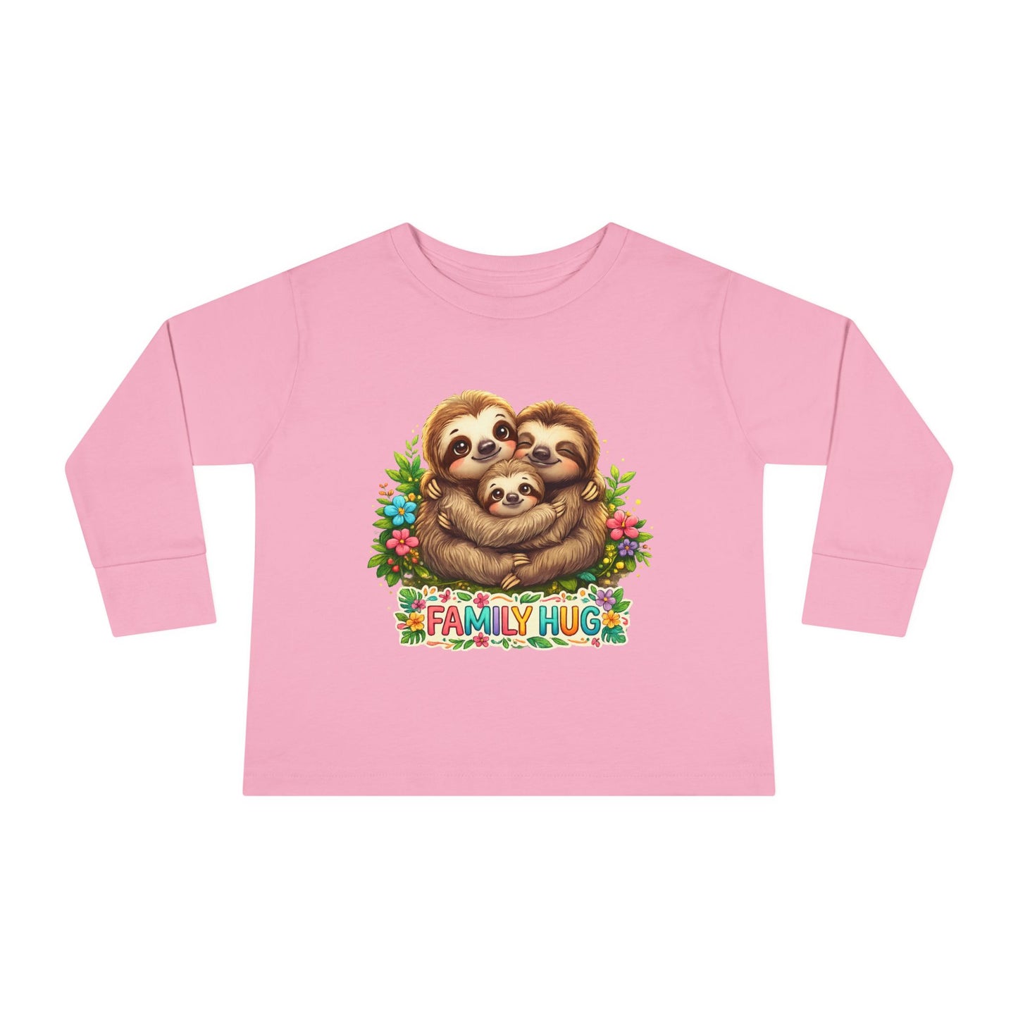 Family Hug Sloth Toddler Long Sleeve Tee