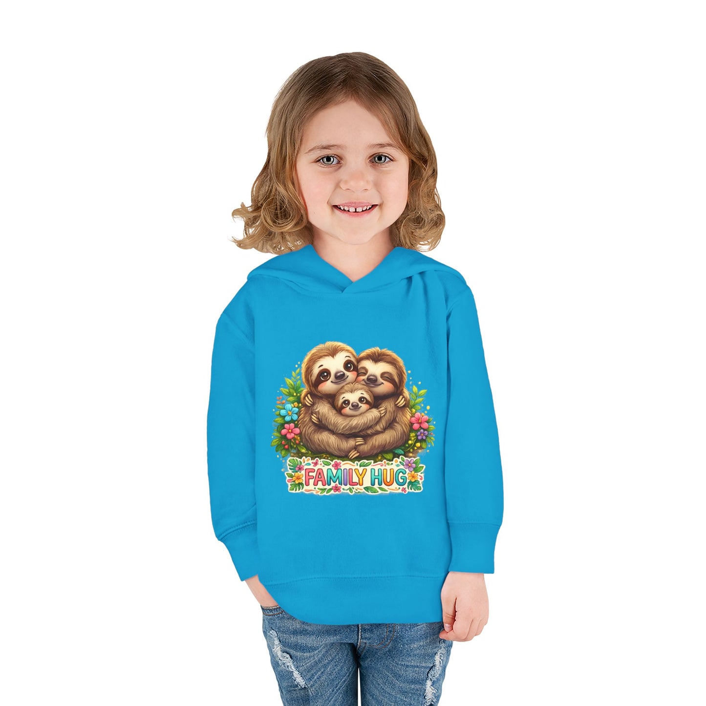Family Hug Sloth Toddler Pullover Fleece Hoodie