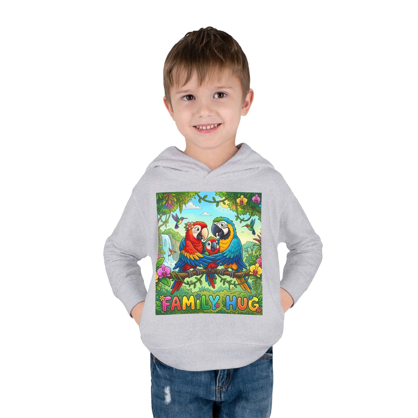 Family Hug Macaw Toddler Pullover Fleece Hoodie