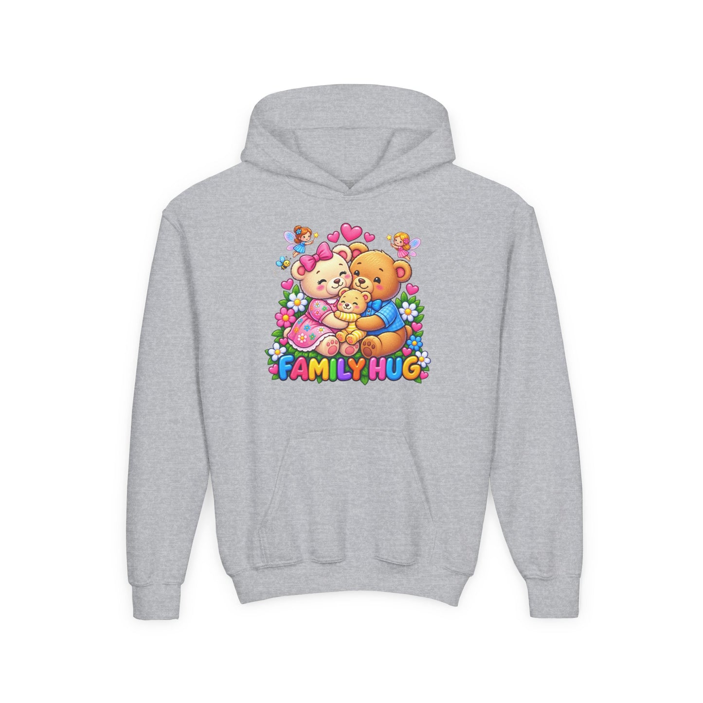Family Hug Teddy Youth Heavy Blend Hooded Sweatshirt