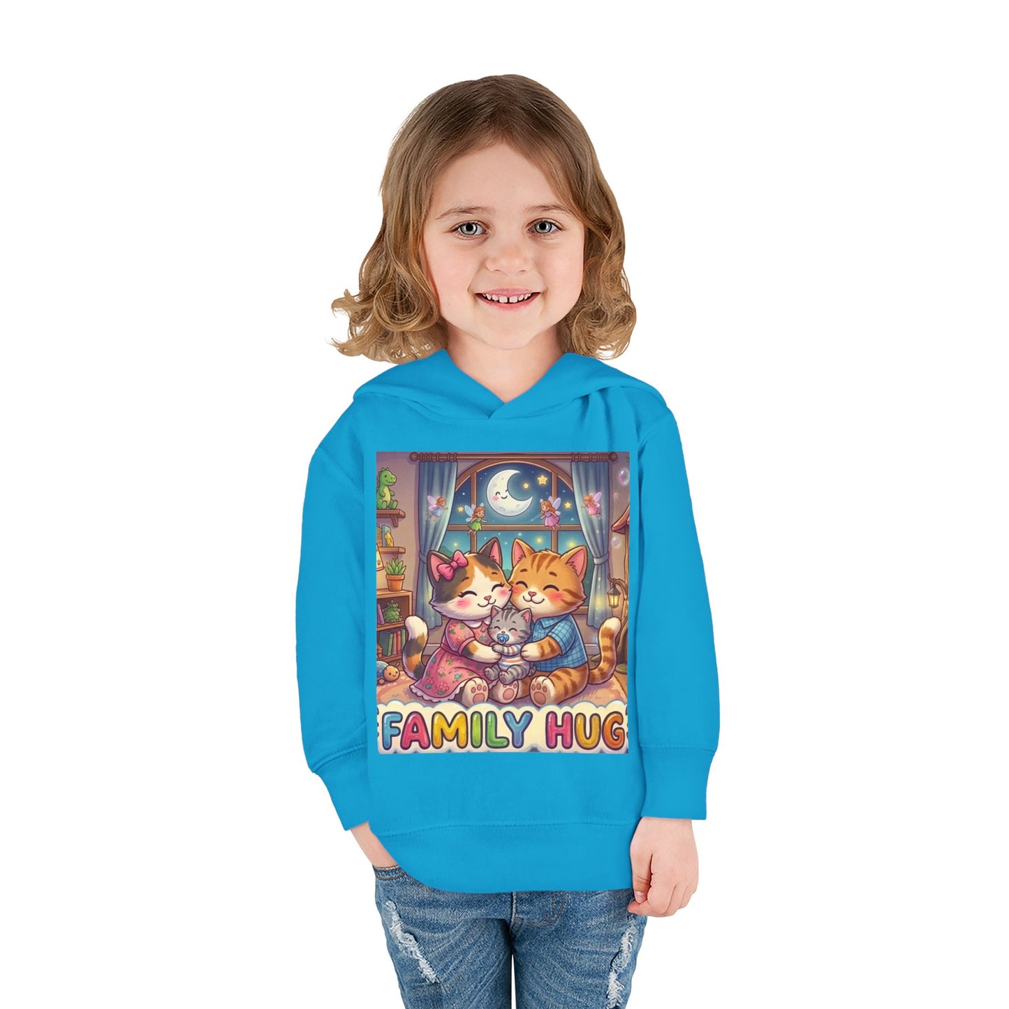 Family Hug Kitten Toddler Pullover Fleece Hoodie