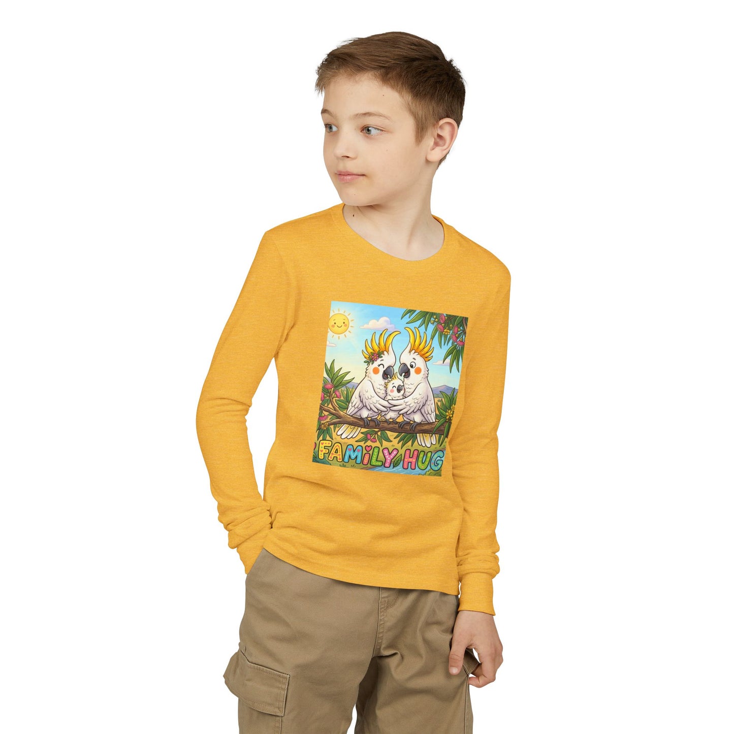 Family Hug Cockatoo Youth Jersey Long Sleeve Tee