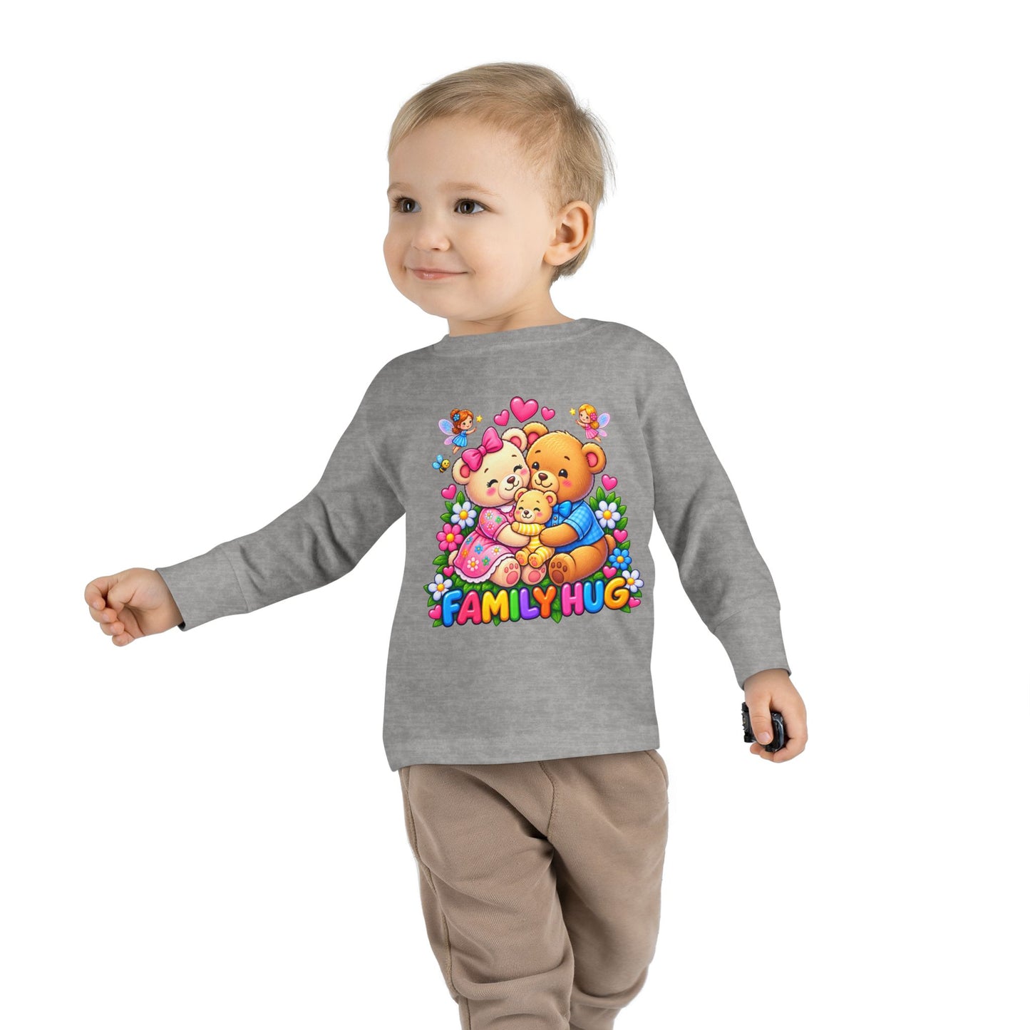 Family Hug Teddy Toddler Long Sleeve Tee