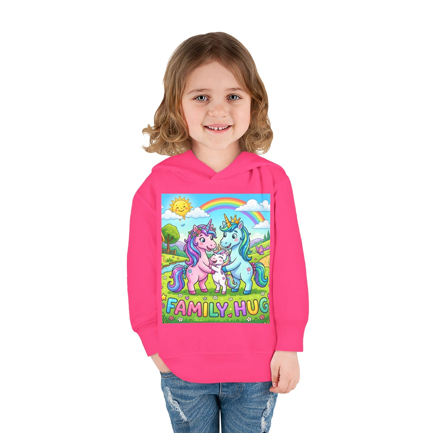 Family Hug Unicorn Toddler Pullover Fleece Hoodie