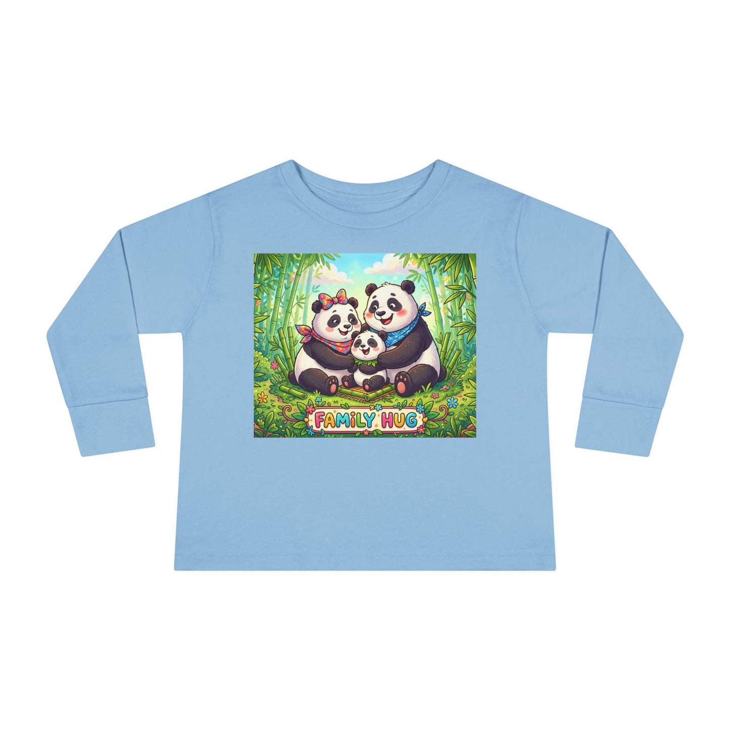 Family Hug Panda Toddler Long Sleeve Tee