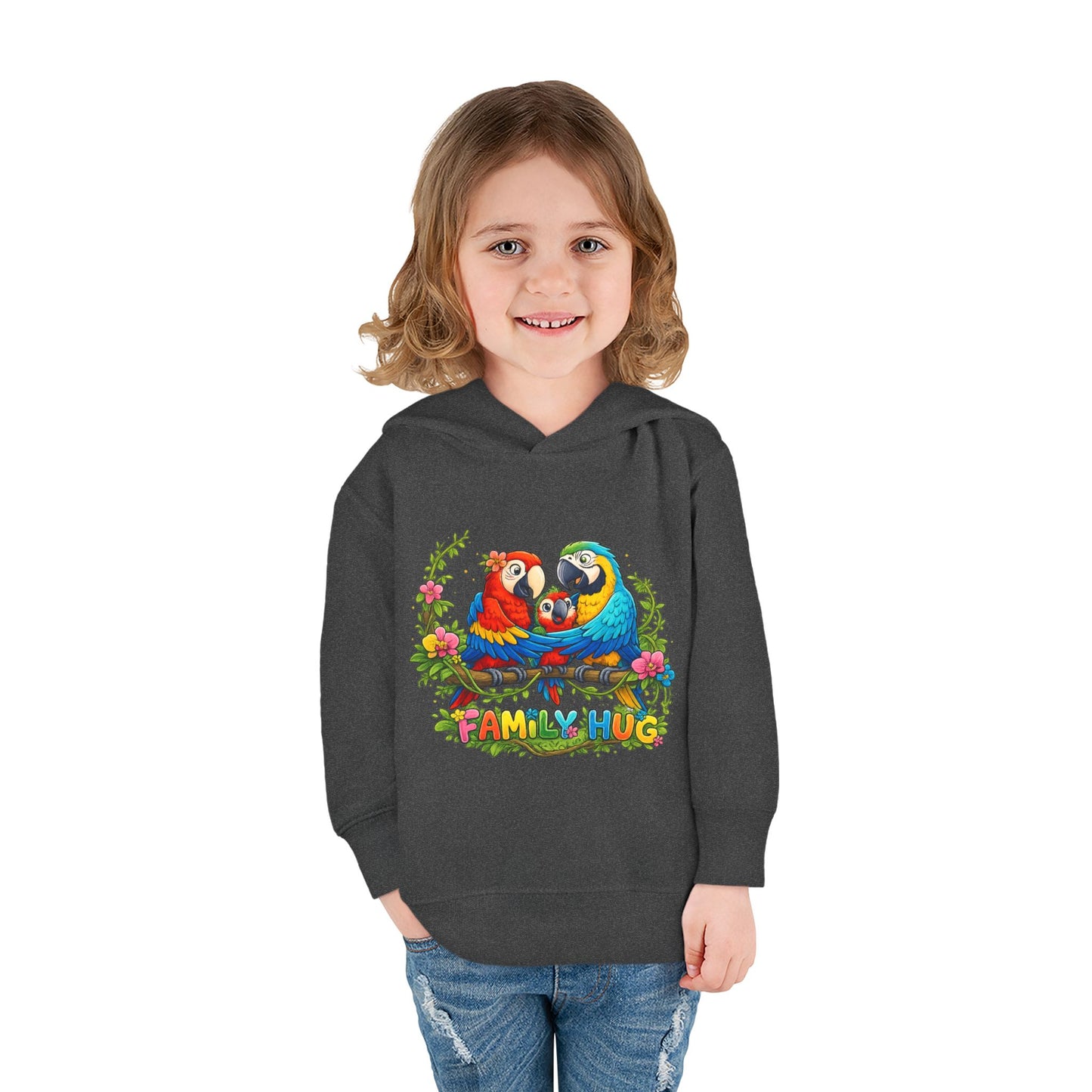 Family Hug Macaw Toddler Pullover Fleece Hoodie