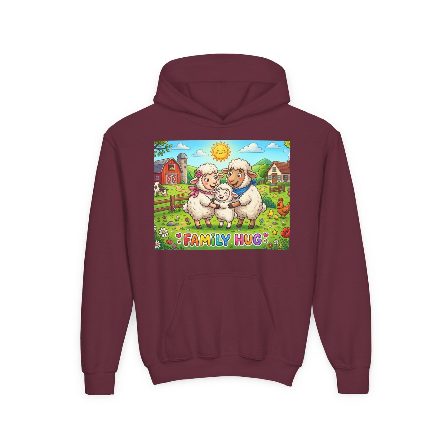 Family Hug Lamb Youth Heavy Blend Hooded Sweatshirt