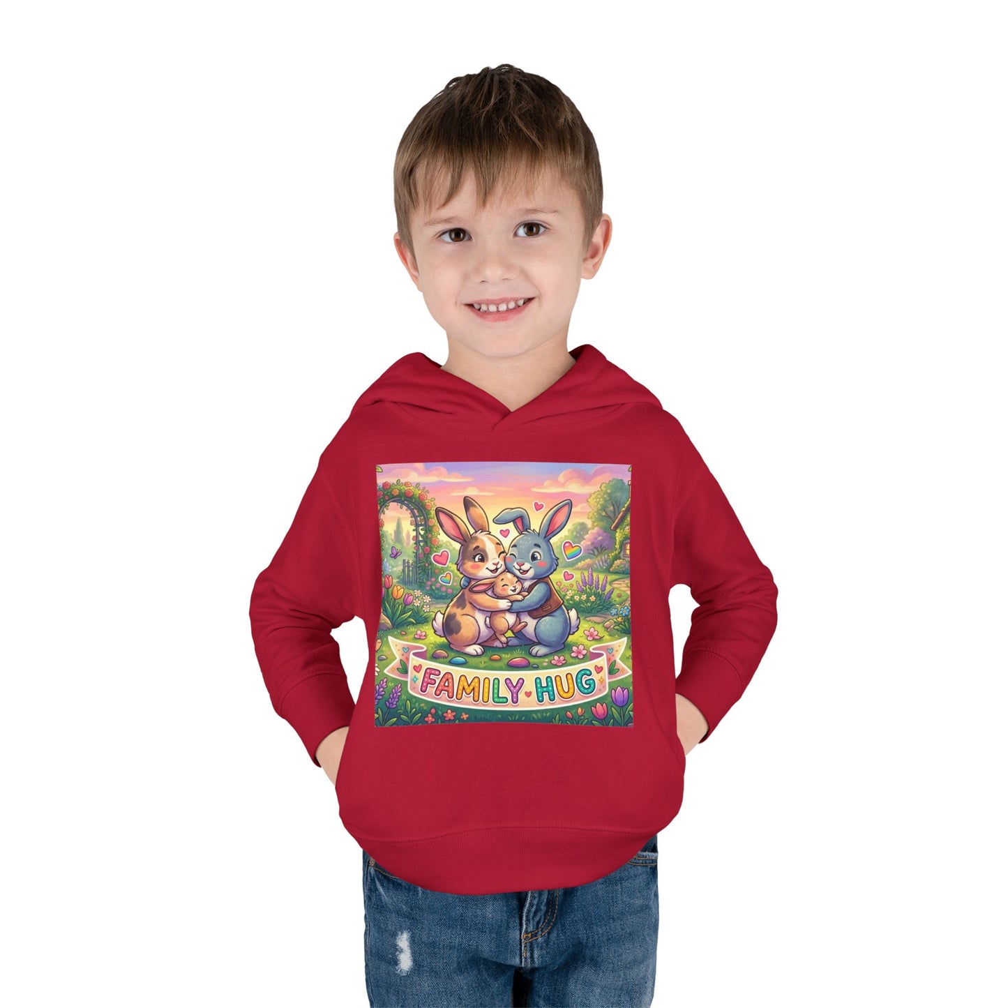 Family Hug Bunny Toddler Pullover Fleece Hoodie