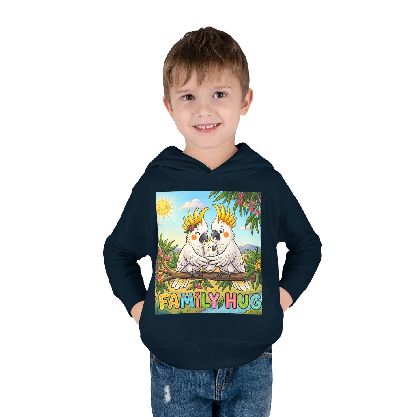 Family Hug Cockatoo Toddler Pullover Fleece Hoodie