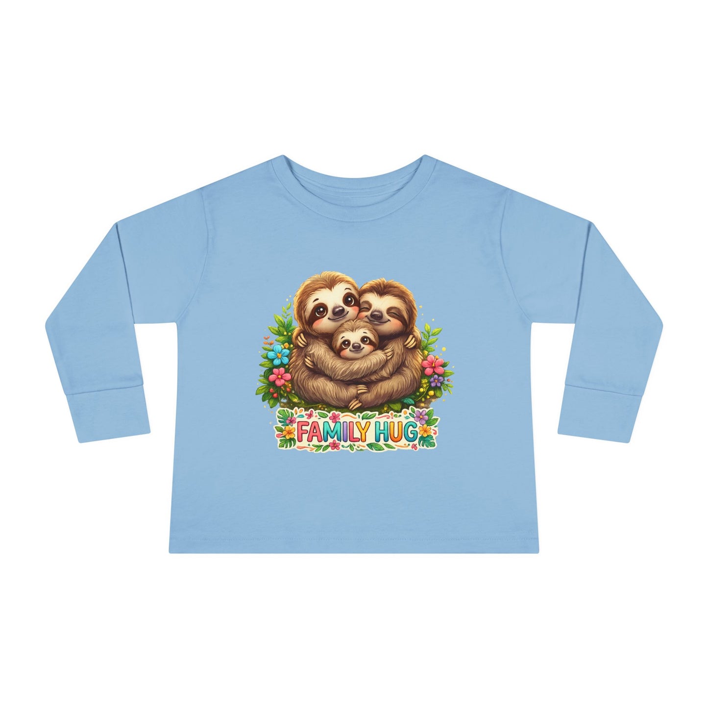 Family Hug Sloth Toddler Long Sleeve Tee