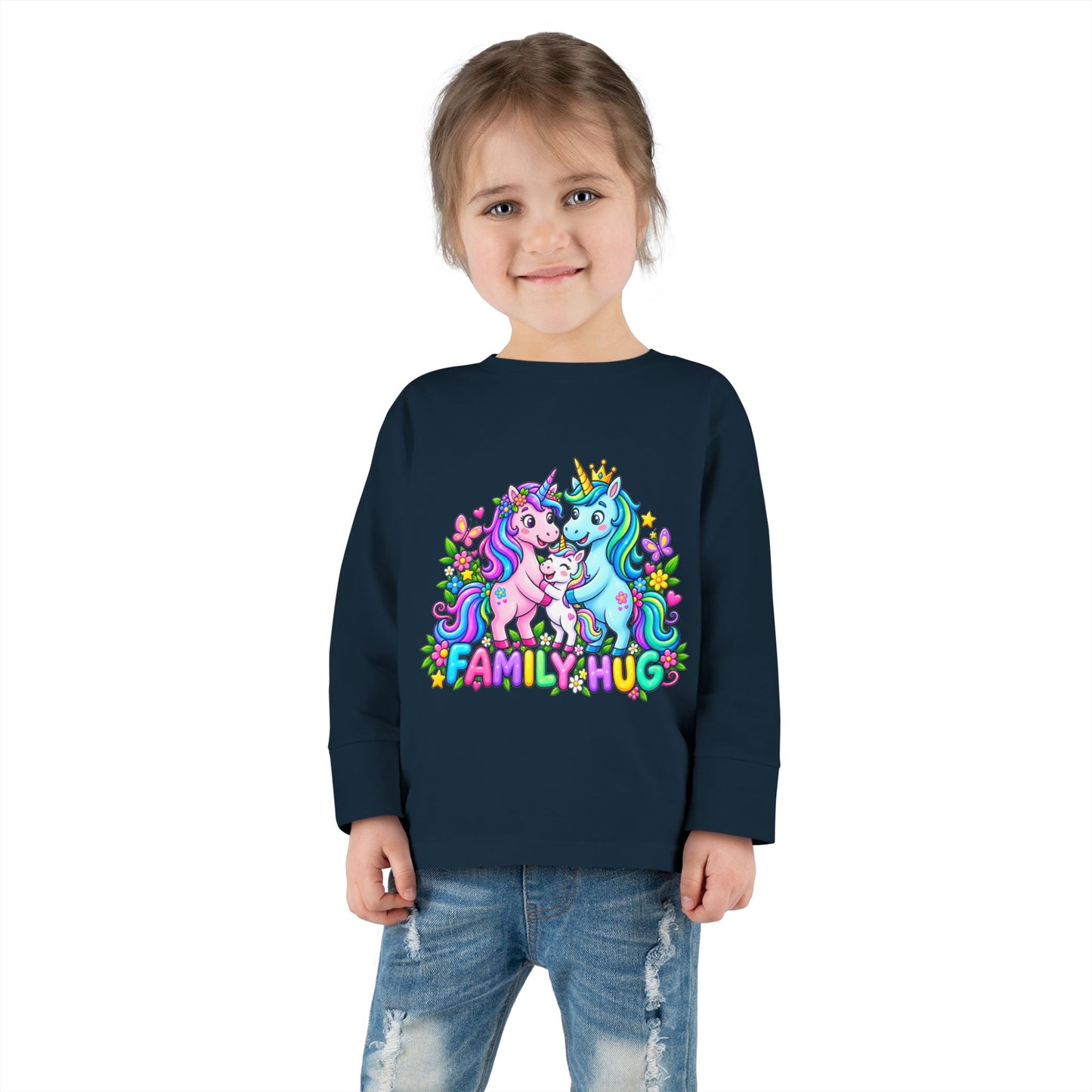 Family Hug Unicorn Toddler Long Sleeve Tee