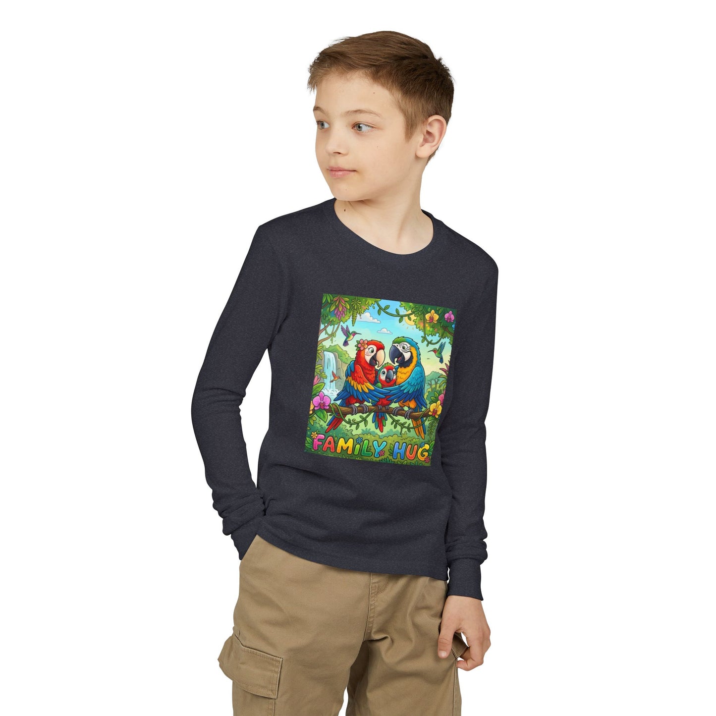Family Hug Macaw Youth Jersey Long Sleeve Tee