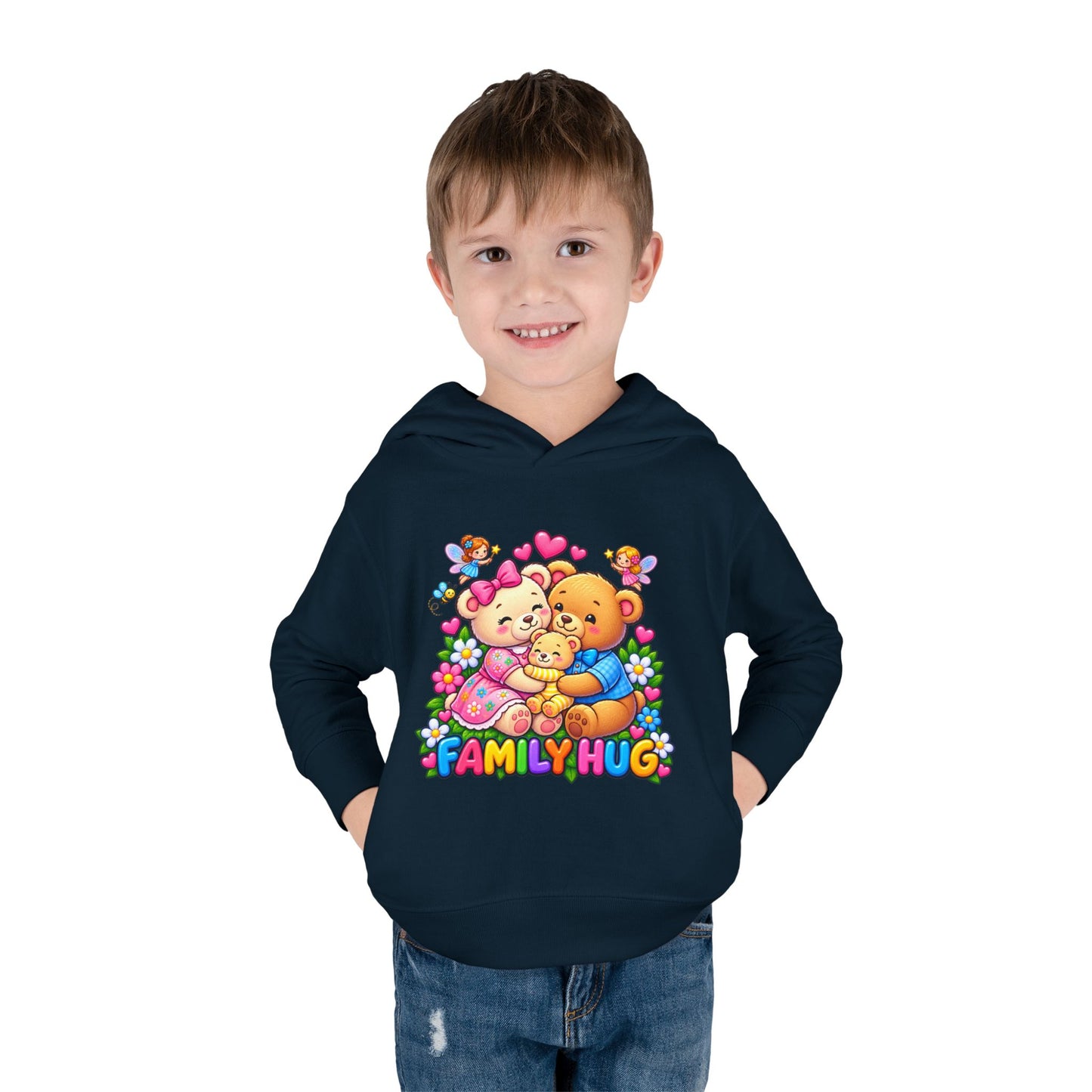 Family Hug Teddy Toddler Pullover Fleece Hoodie